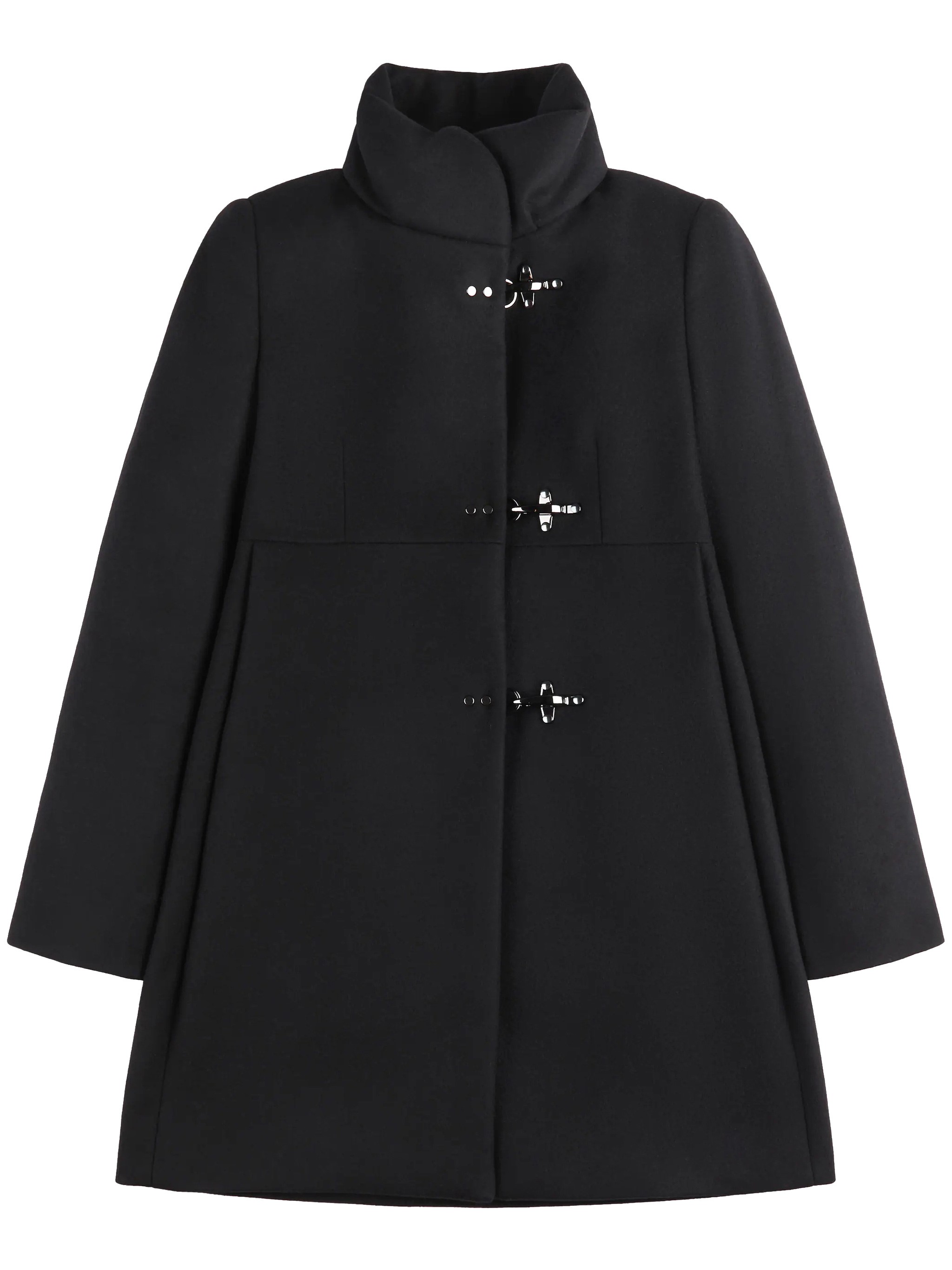 Fay Romantic Coat In Black In Soft Wool Blend Fabric In Black
