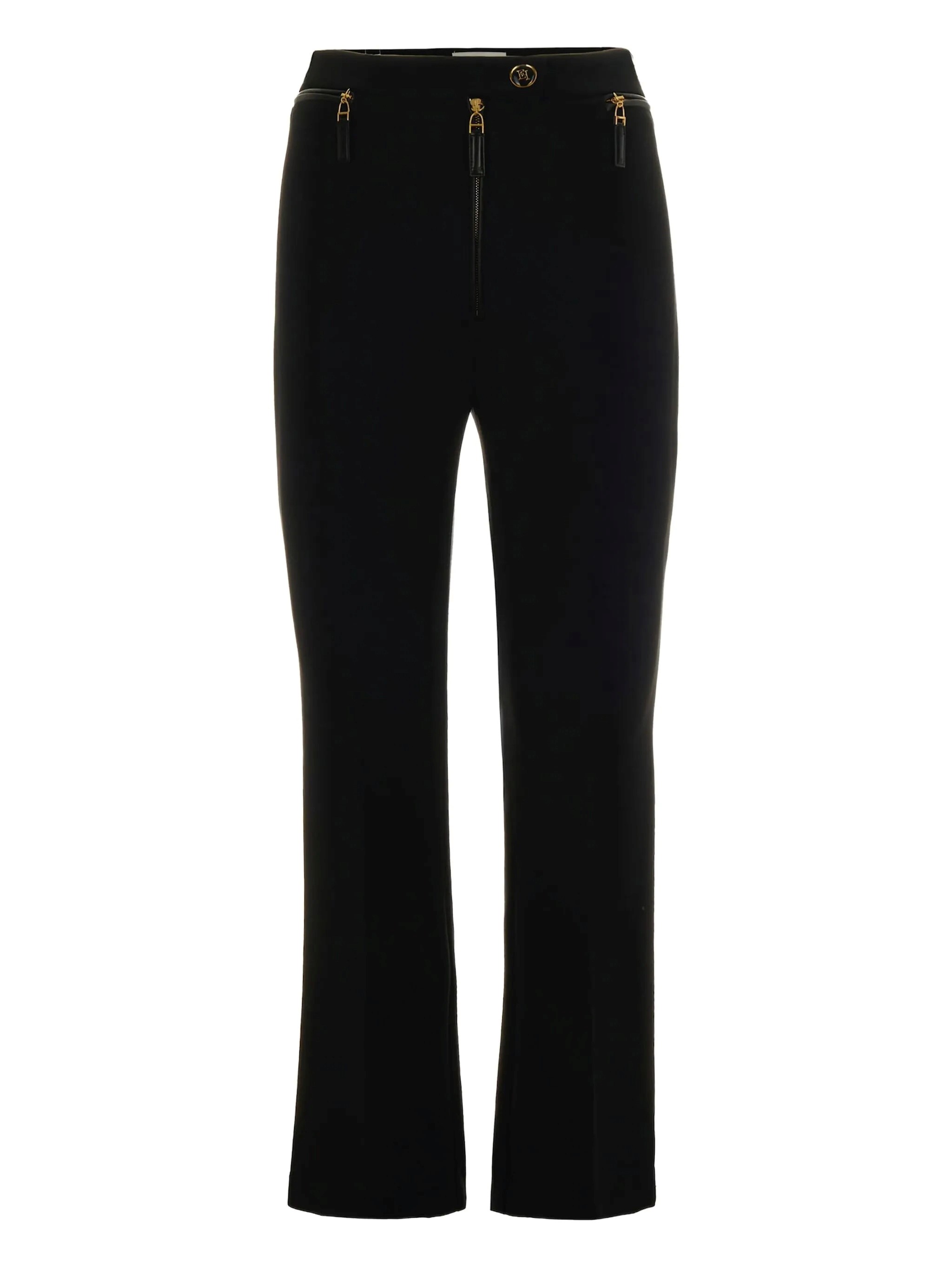 Elisabetta Franchi Straight-fit Black Trousers With Gold Accents In Black