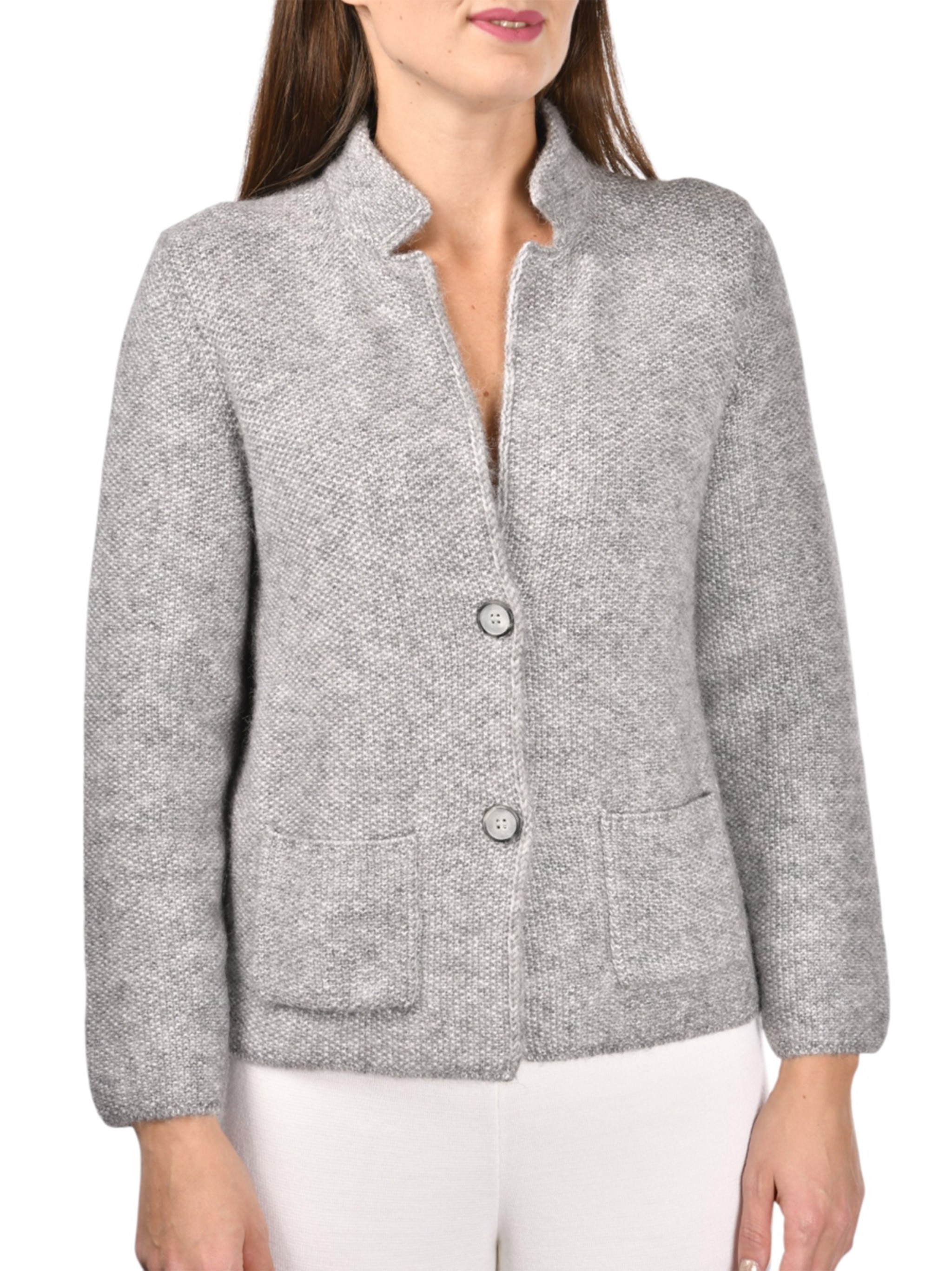 Gran Sasso Wool Buttoned Jacket In Gray
