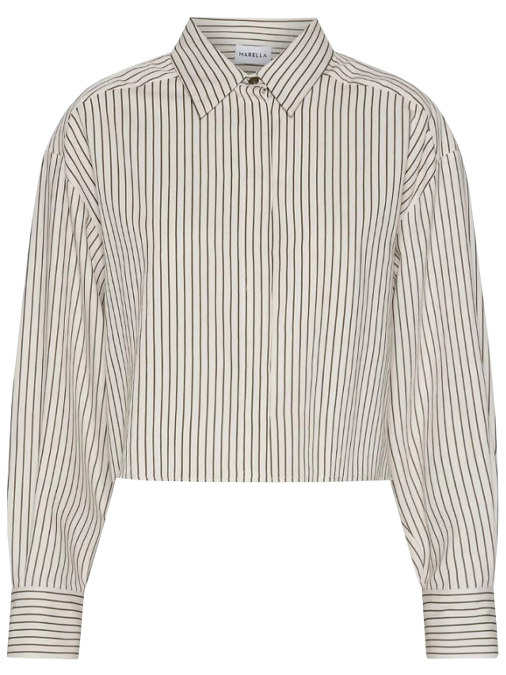 Marella Striped Cropped Shirt In White