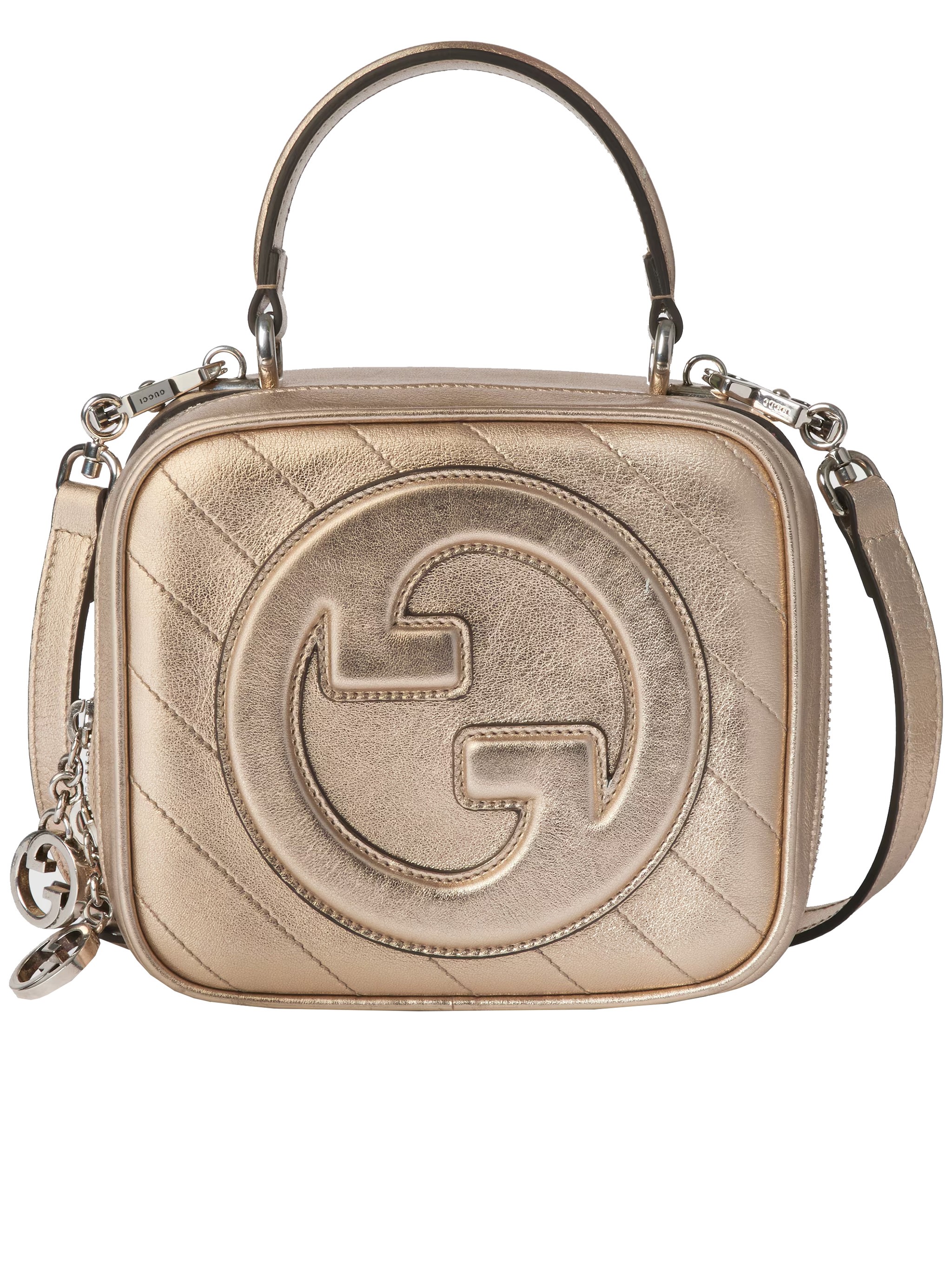 Gucci Metallic Leather Clutch Bag With Detachable Strap