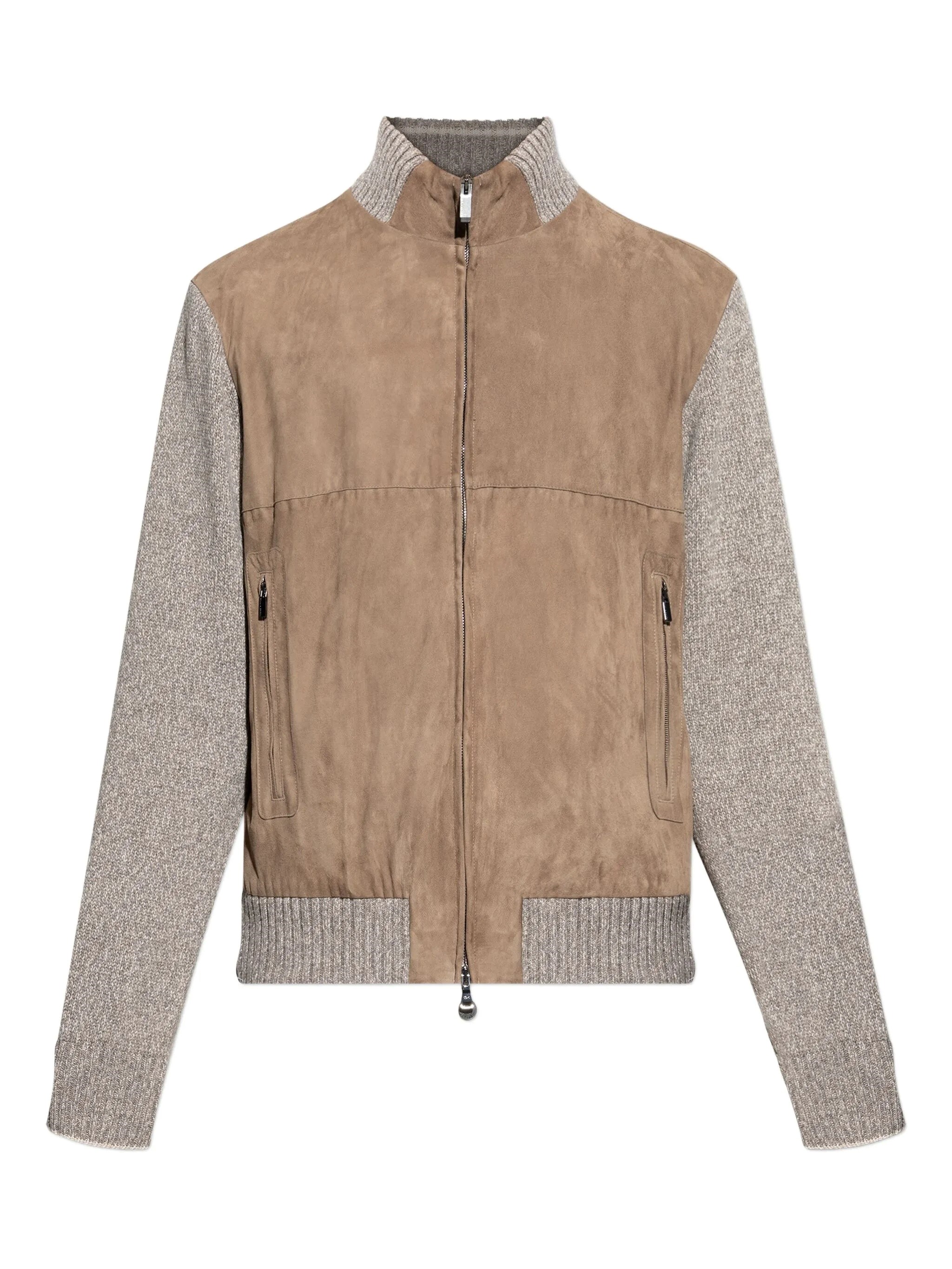 Paul & Shark Suede Wool-paneled Bomber Jacket In Brown