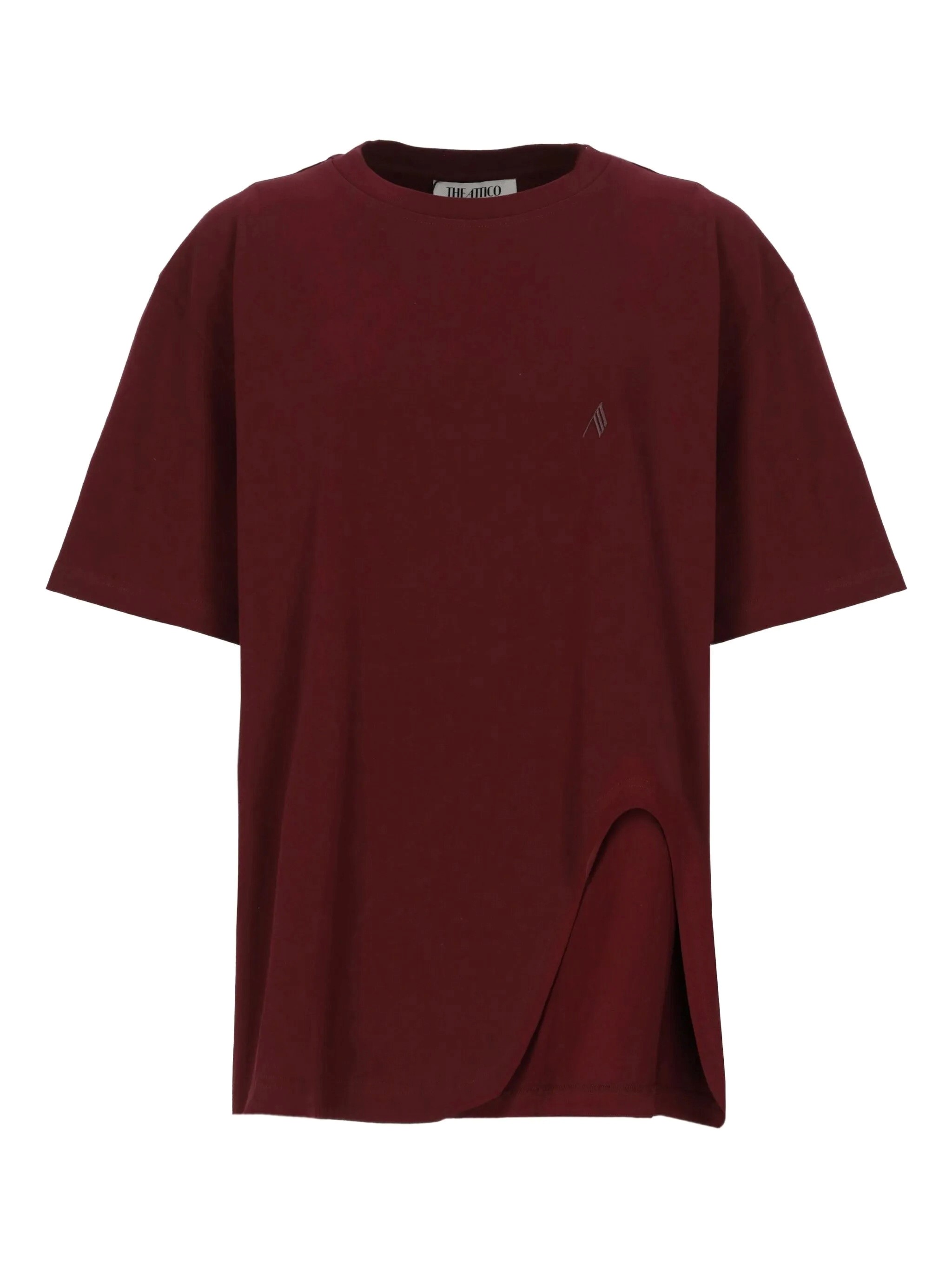 Attico Short Sleeves With Asymmetric Hem And Embroidered Detail In Brown