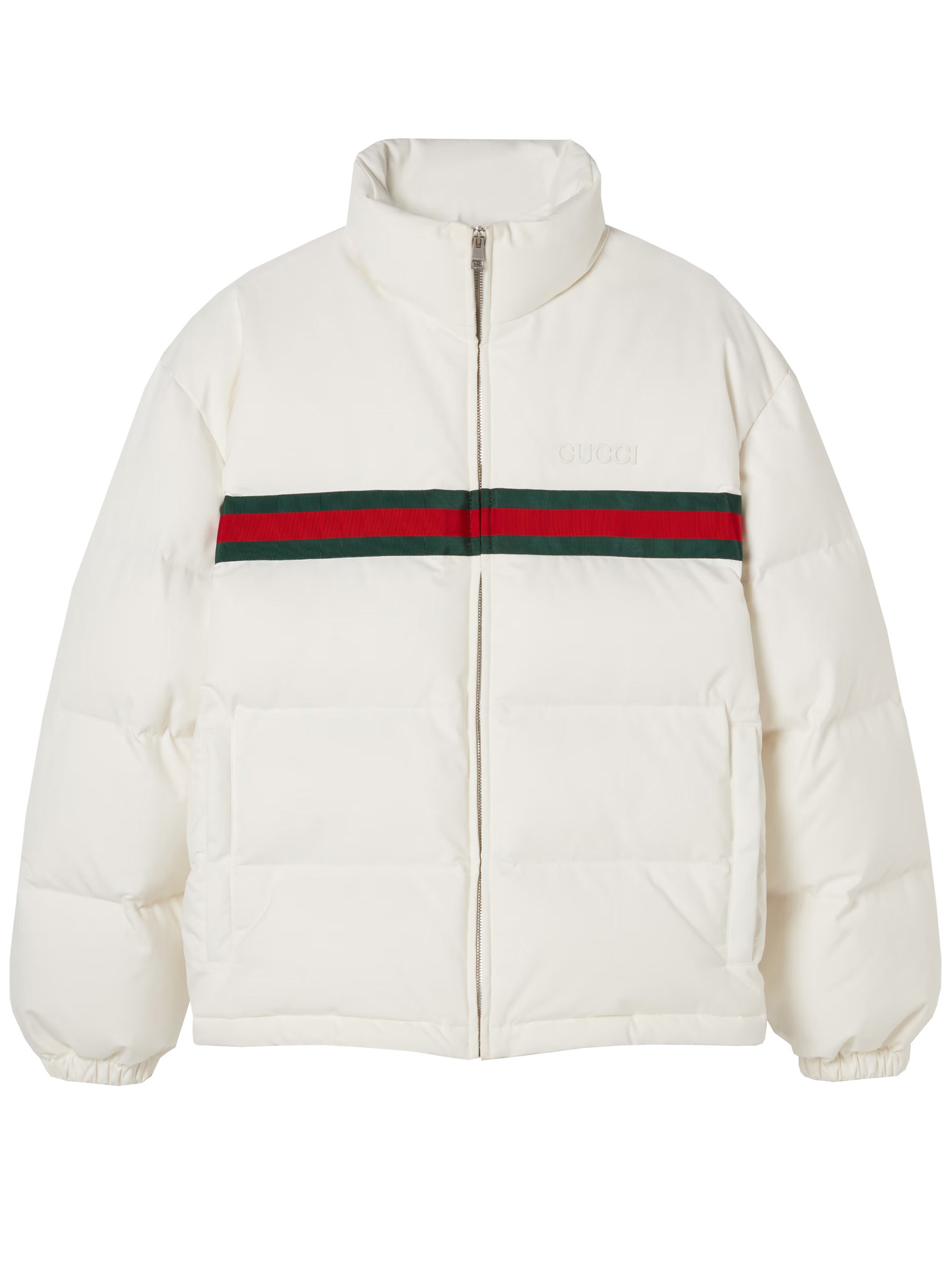 Gucci Womens Off White Mix Padded High-neck Relaxed-fit Shell-down Jacket In White