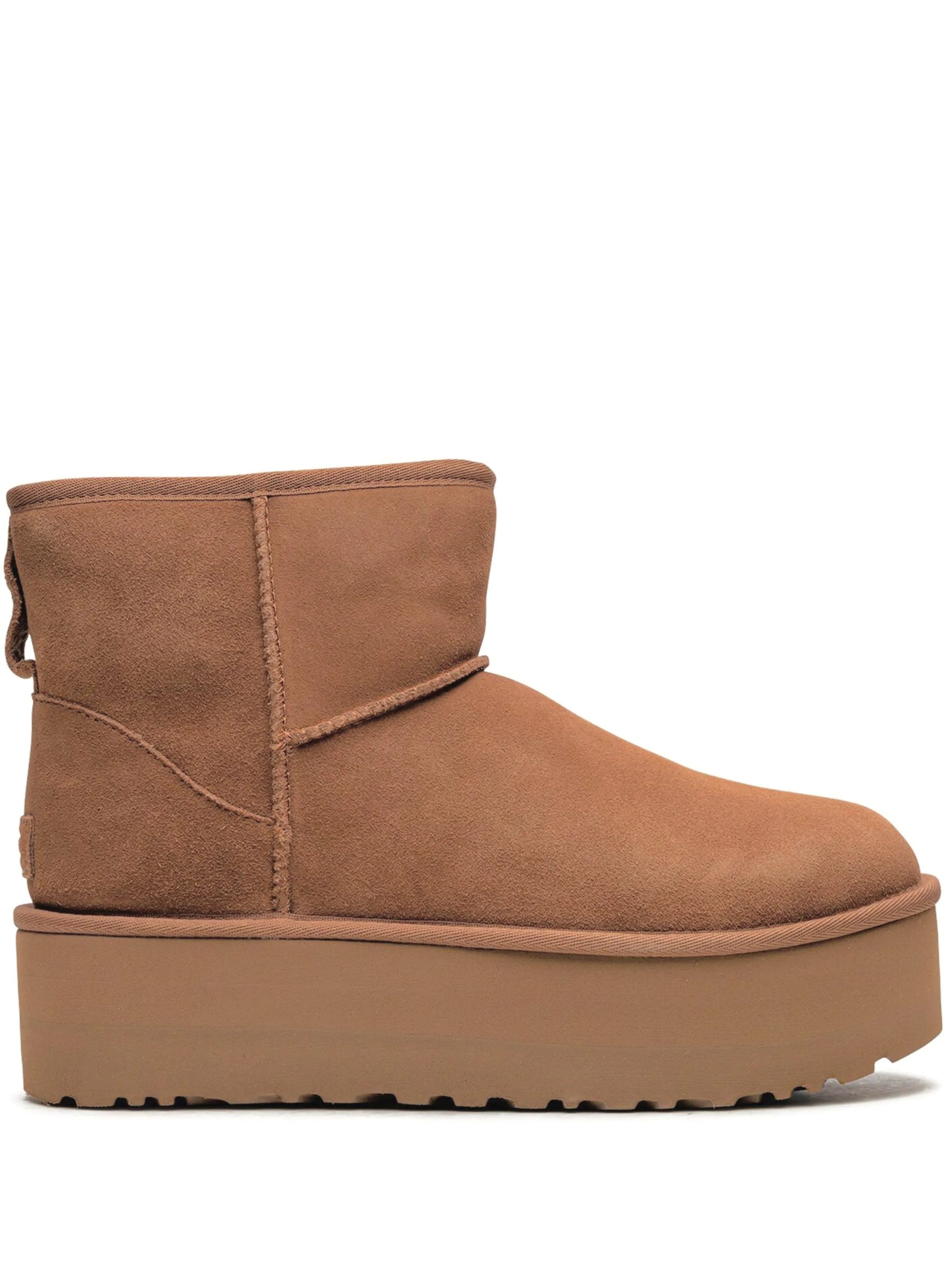 Ugg Chestnut Brown Suede Ankle Boots With Platform Sole In Brown