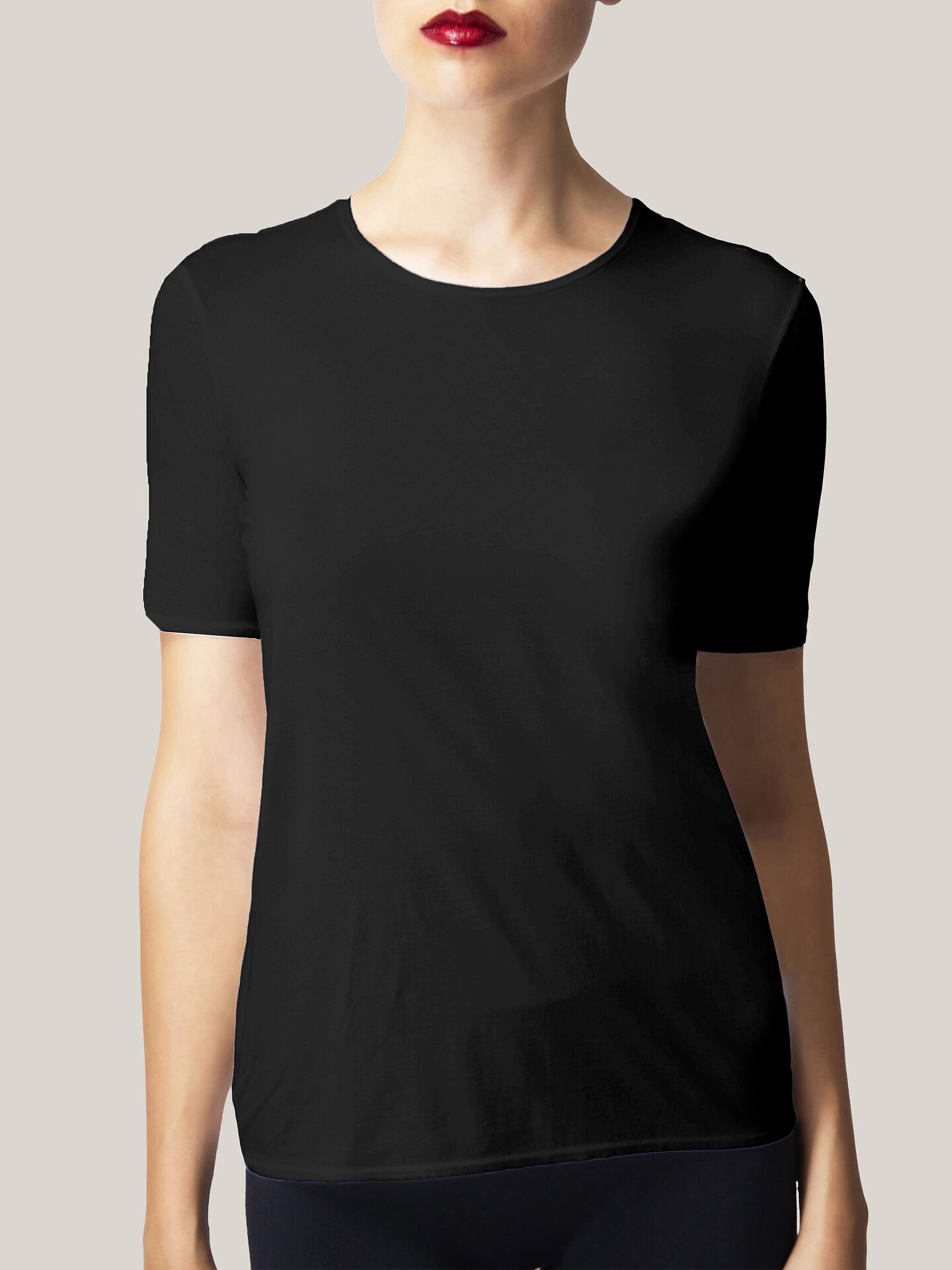 Wolford Simple Round Neck Short Sleeves Top In Black