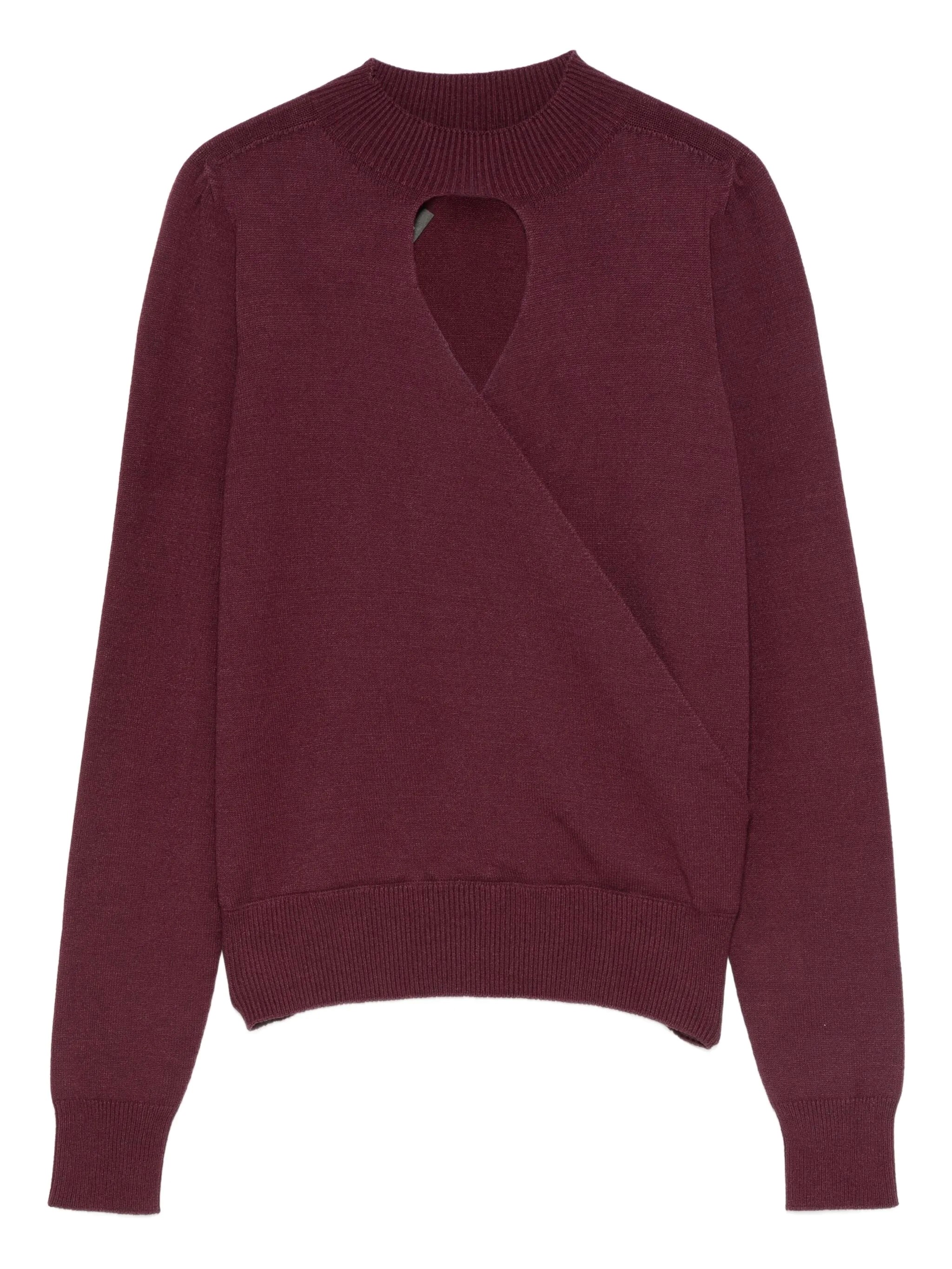 Twinset Deep Bordeaux Sweater With Heart-shaped Cutout In Burgundy