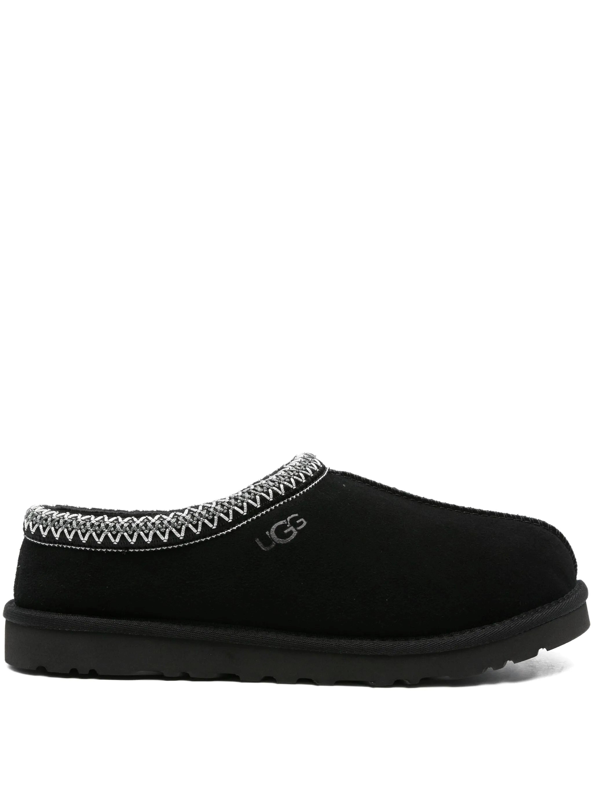 Ugg Black Suede Slip-on Sneakers With Zigzag Stitch Detail