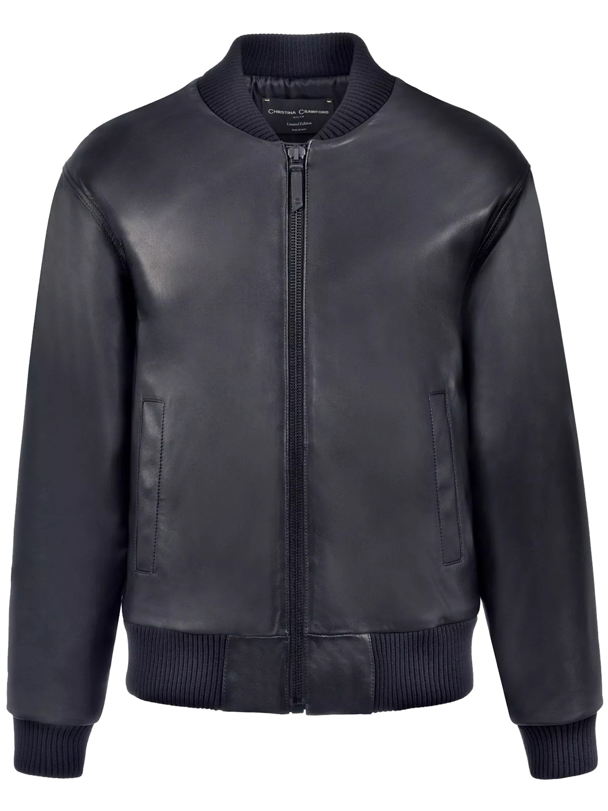 Christina Crawford Leather Bomber Jacket Clothing In Blue