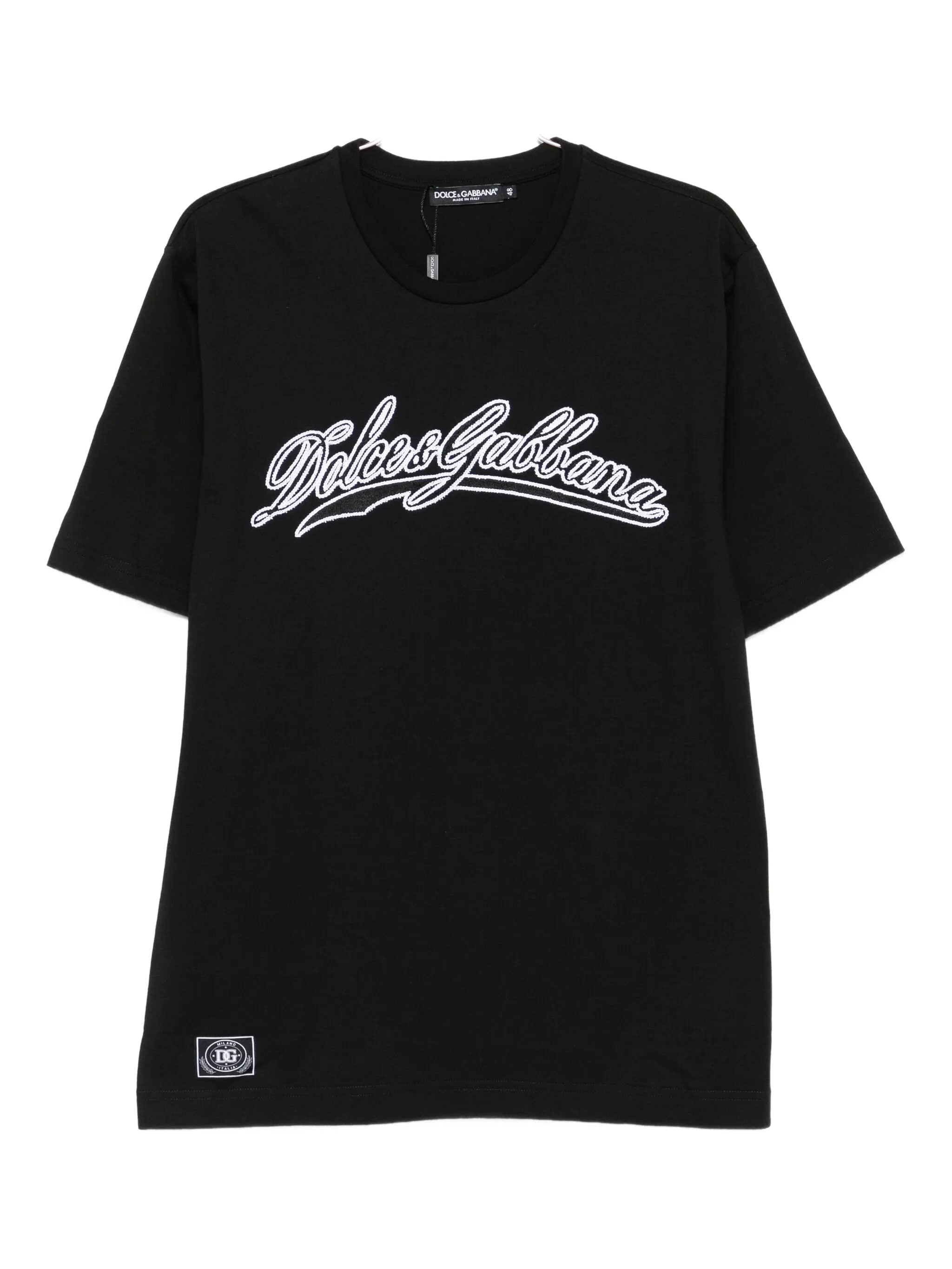 Dolce & Gabbana Men Short Sleeve T-shirt With Logo In Black