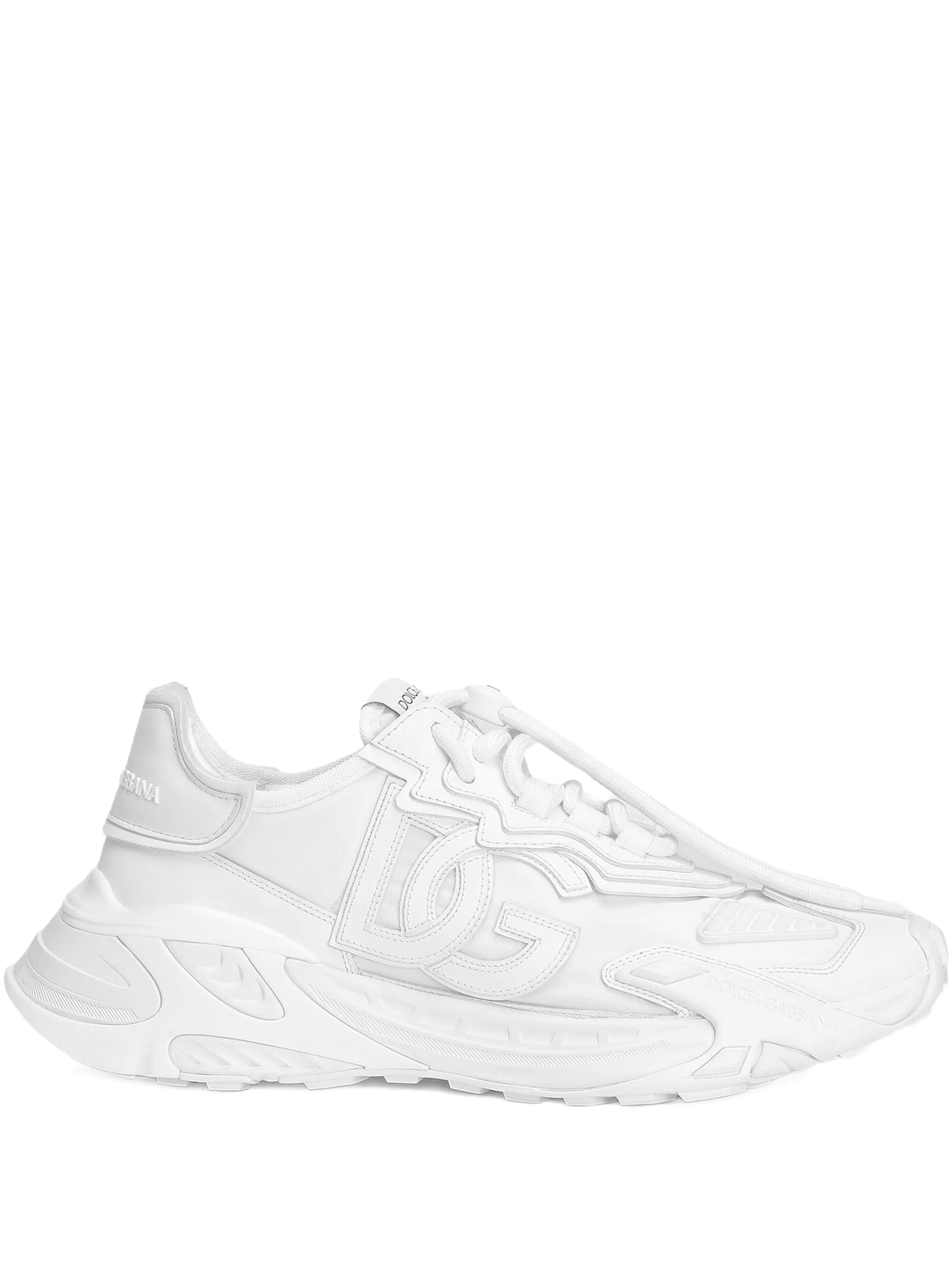 Dolce & Gabbana Fabric And Leather Sneakers With Chunky Sole In White