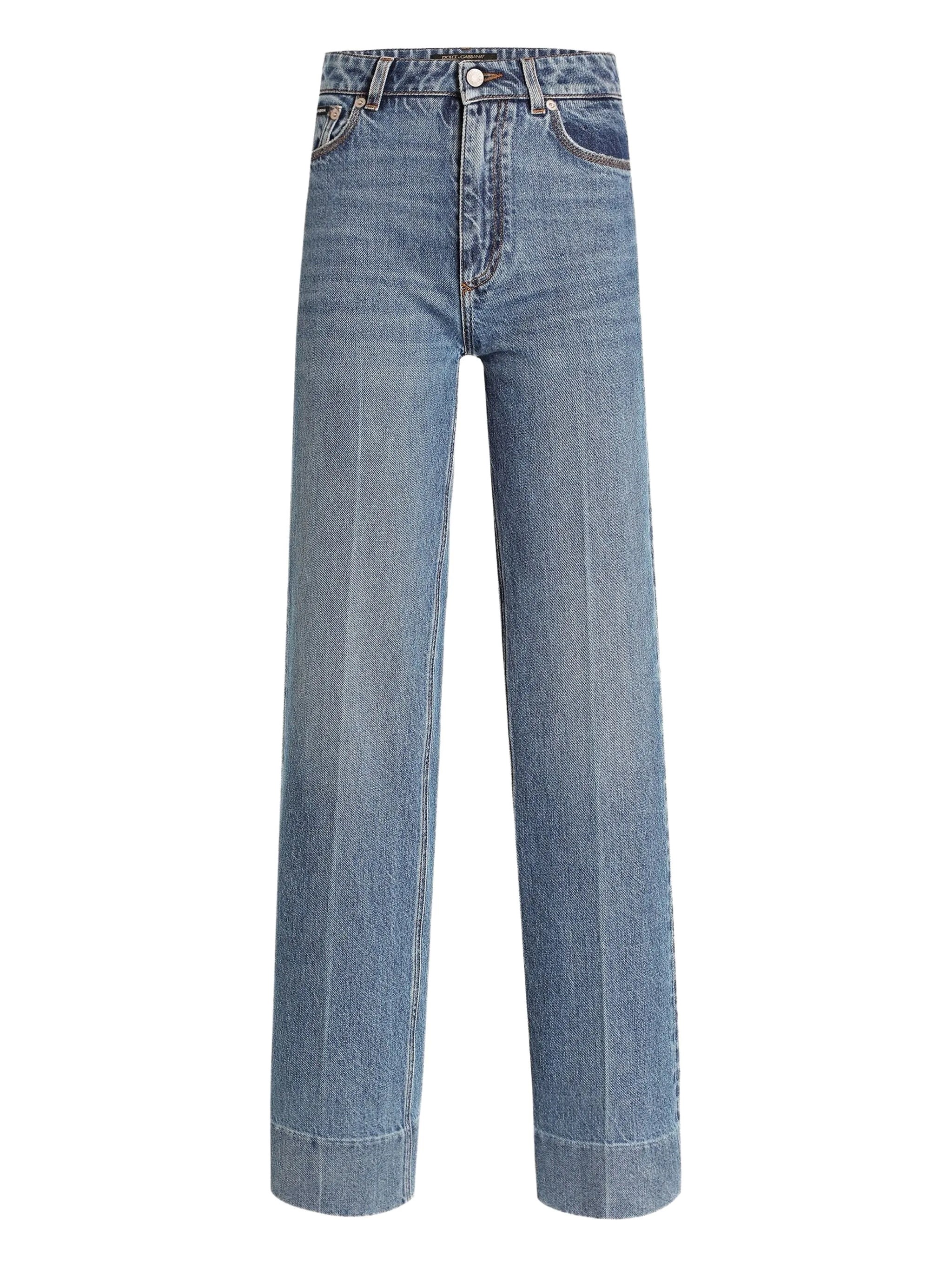 Dolce & Gabbana Fold-effect High-rise Jeans In Blue