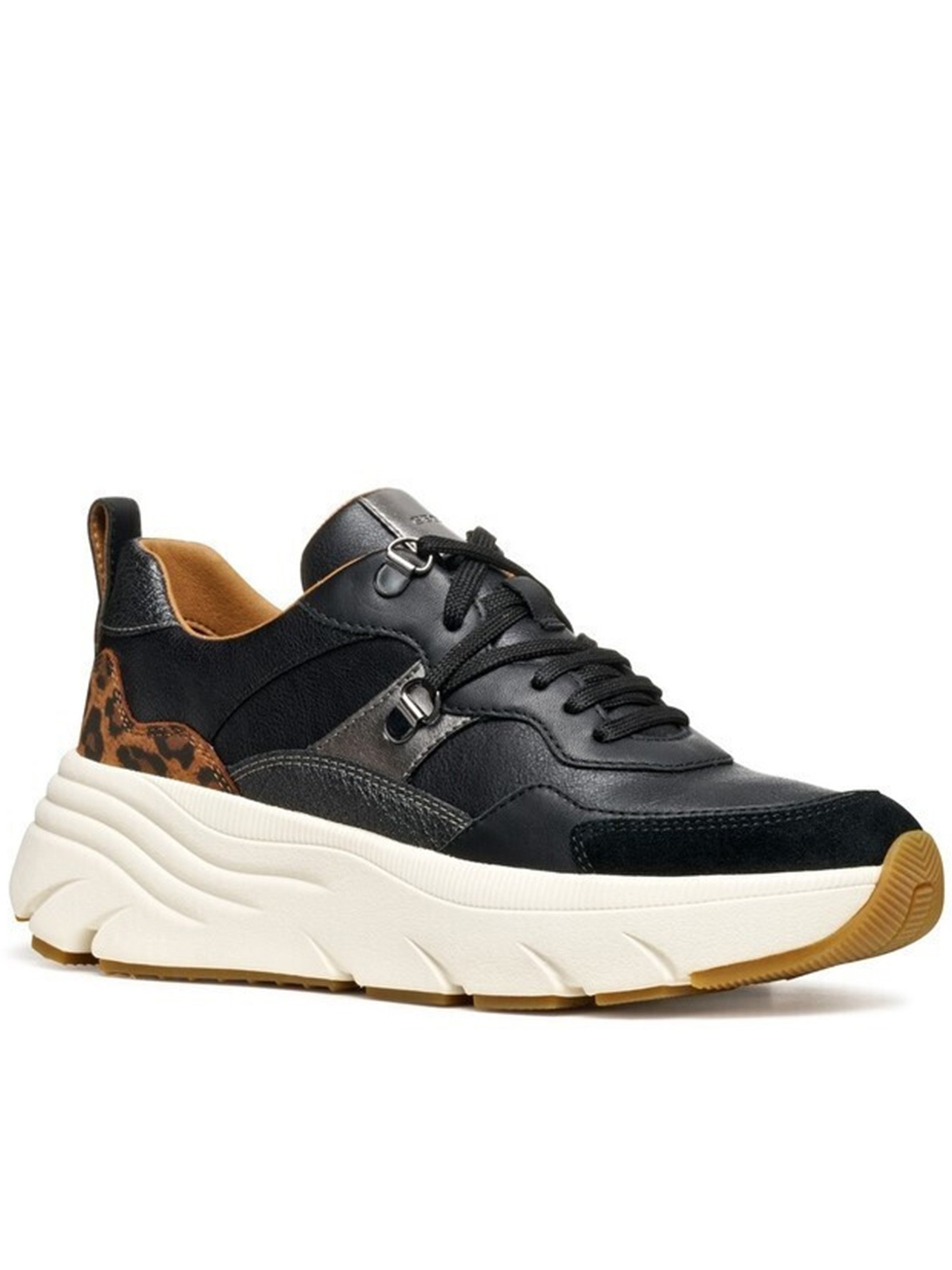 Geox Diamanta Leopard-print Platform Sneakers In Black