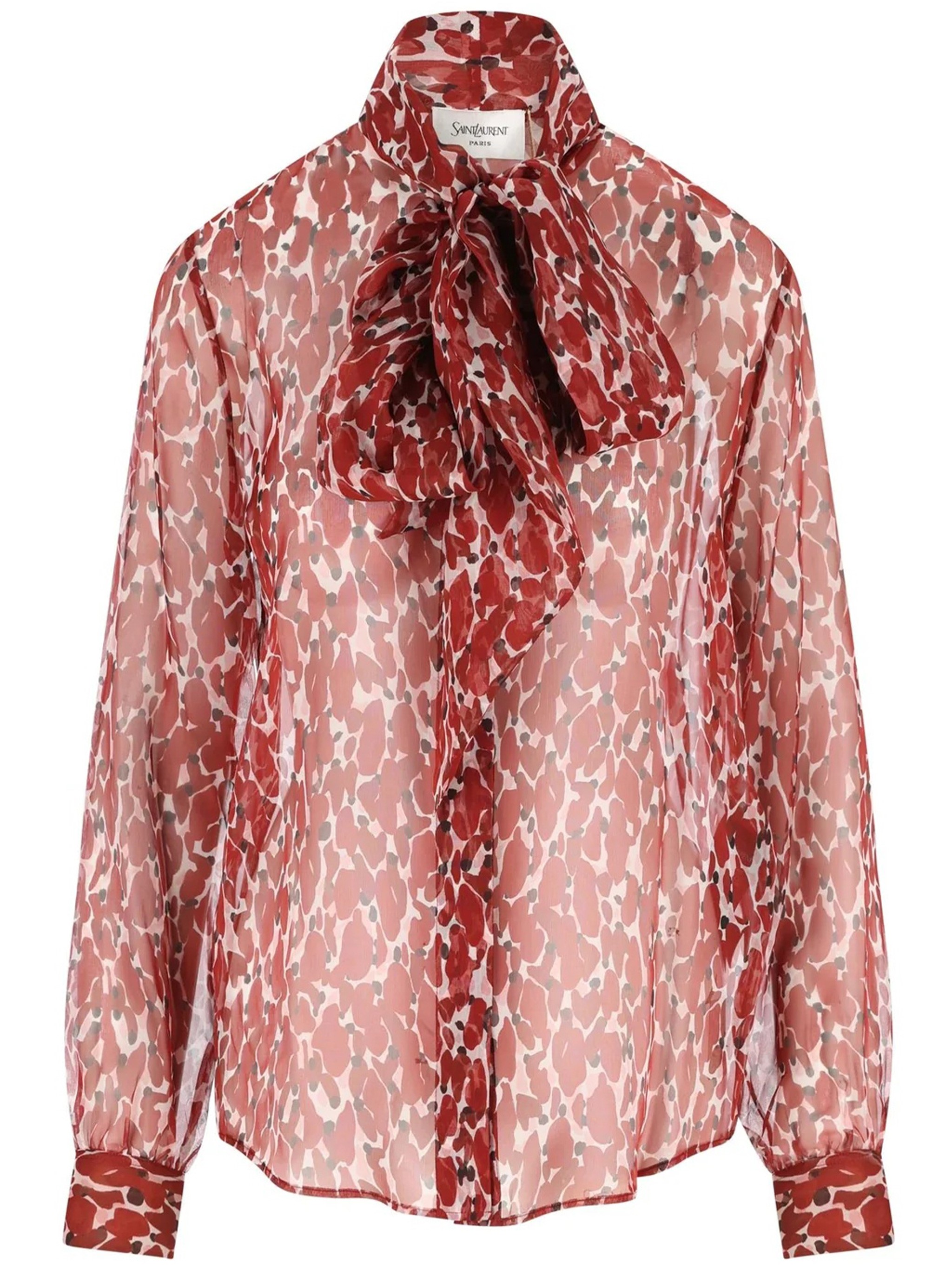 Saint Laurent Silk Floral Blouse In Multi