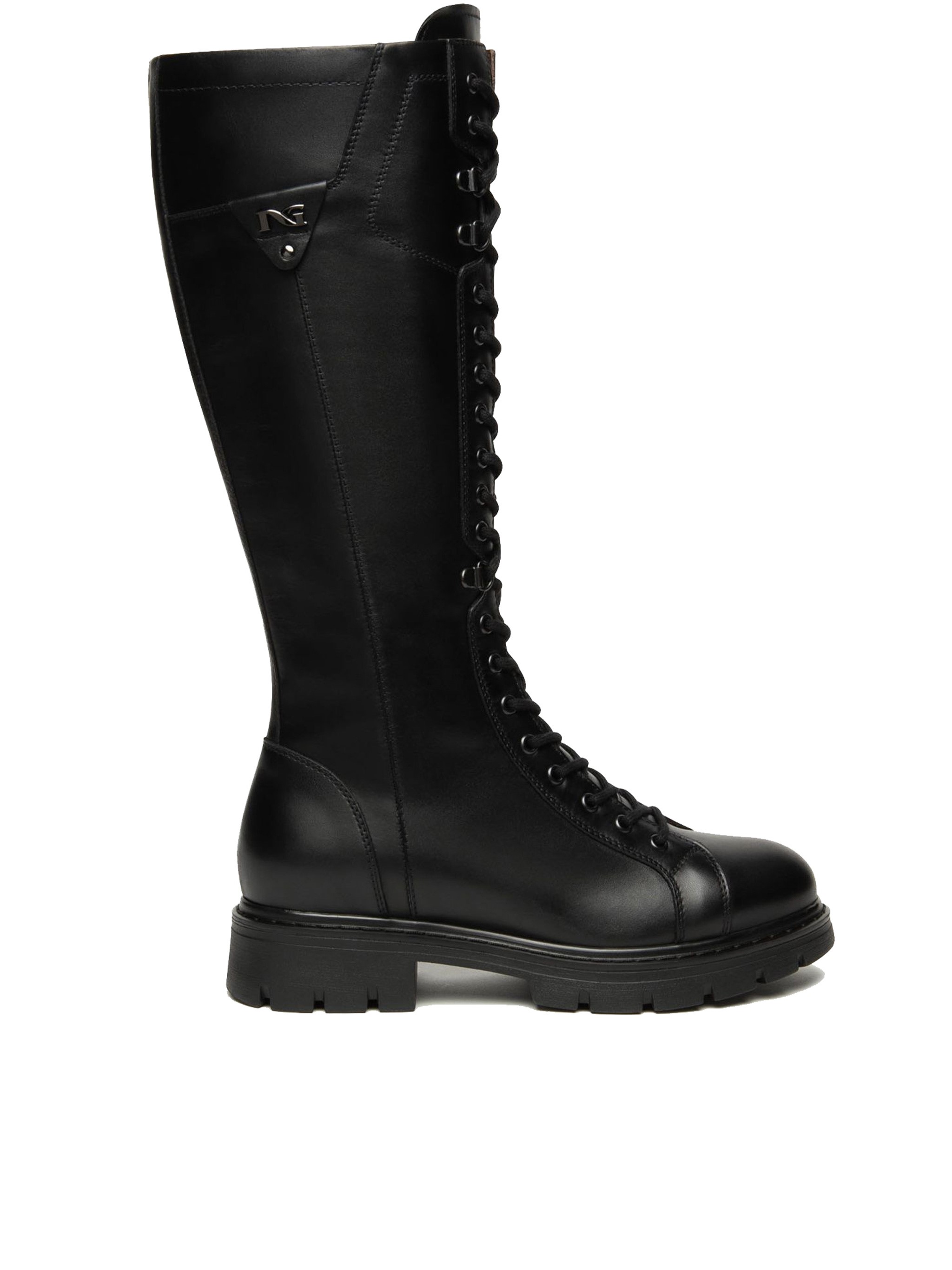 Nero Giardini Lace-up Leather Boots In Black