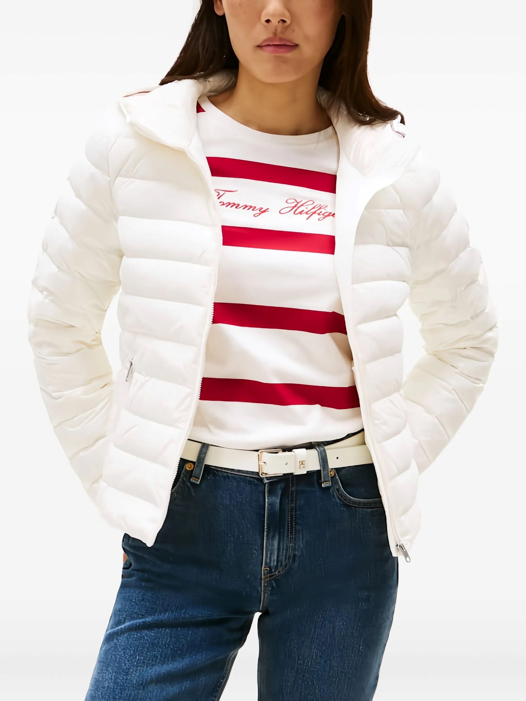 Tommy Hilfiger Down Reg Hooded Jacket In White