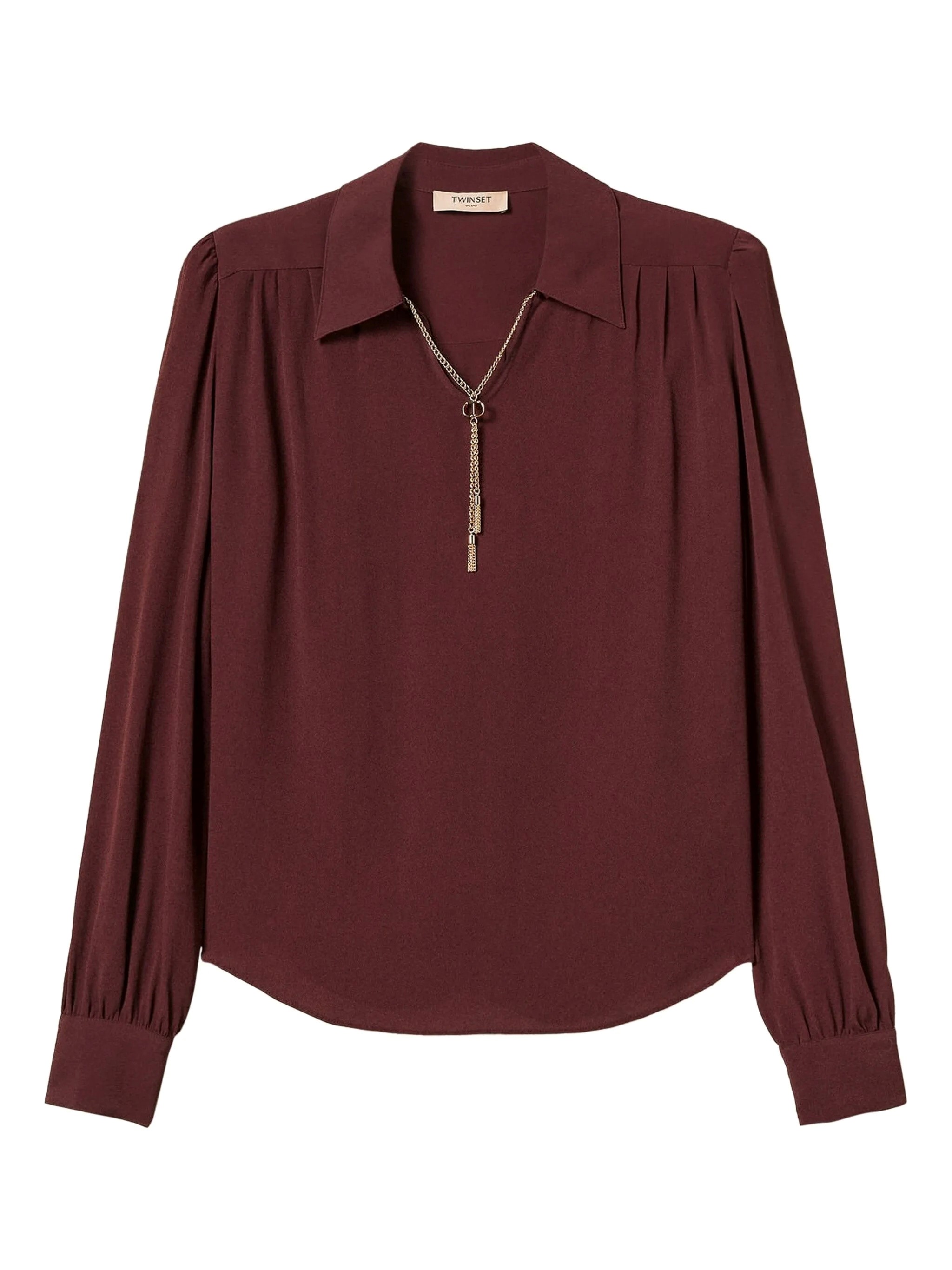 Twinset Burgundy Shirt With Ruffles In Burgundy