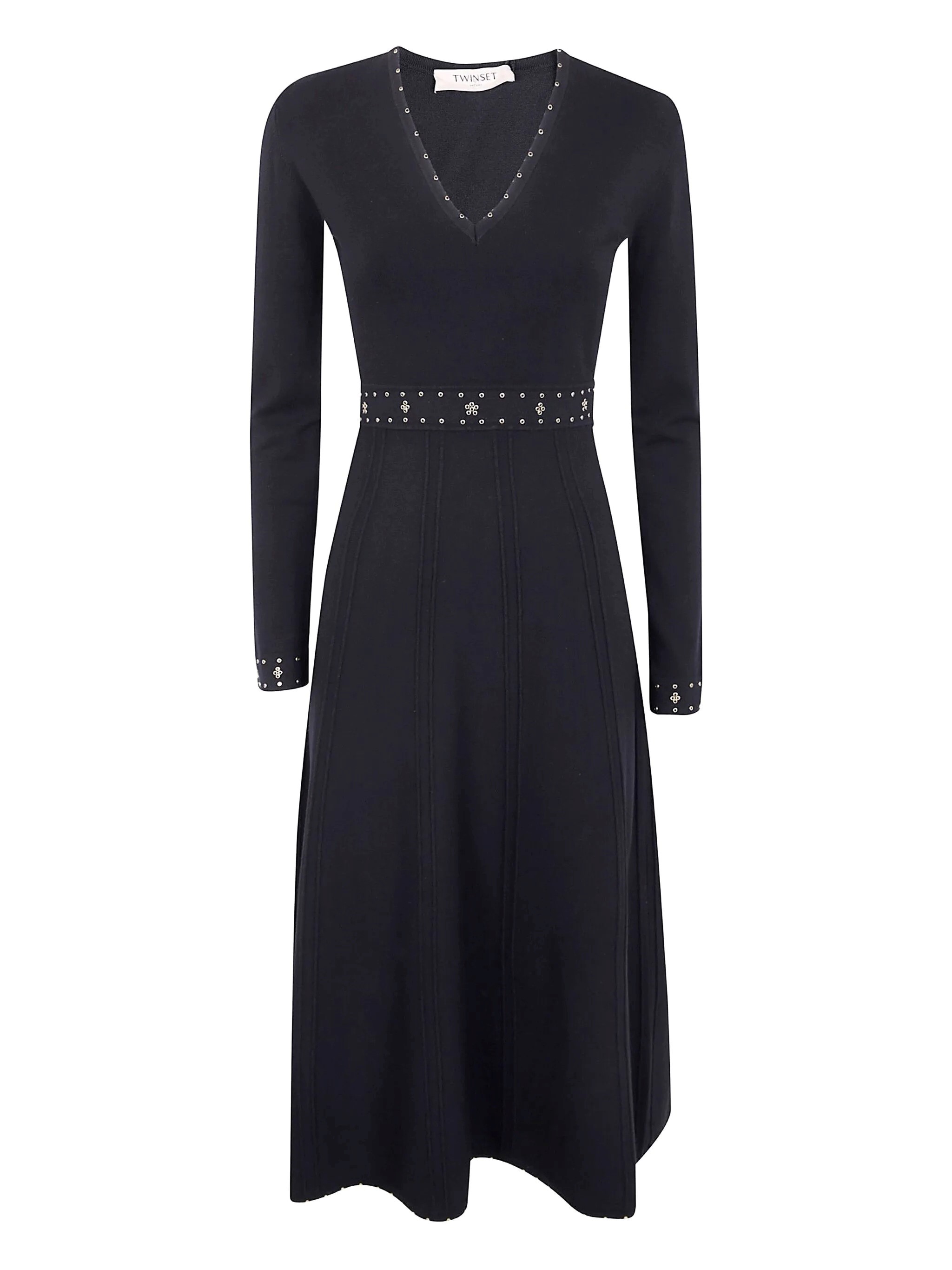 Twinset Twin-set Long Sleeve Dress With Belt In Blue