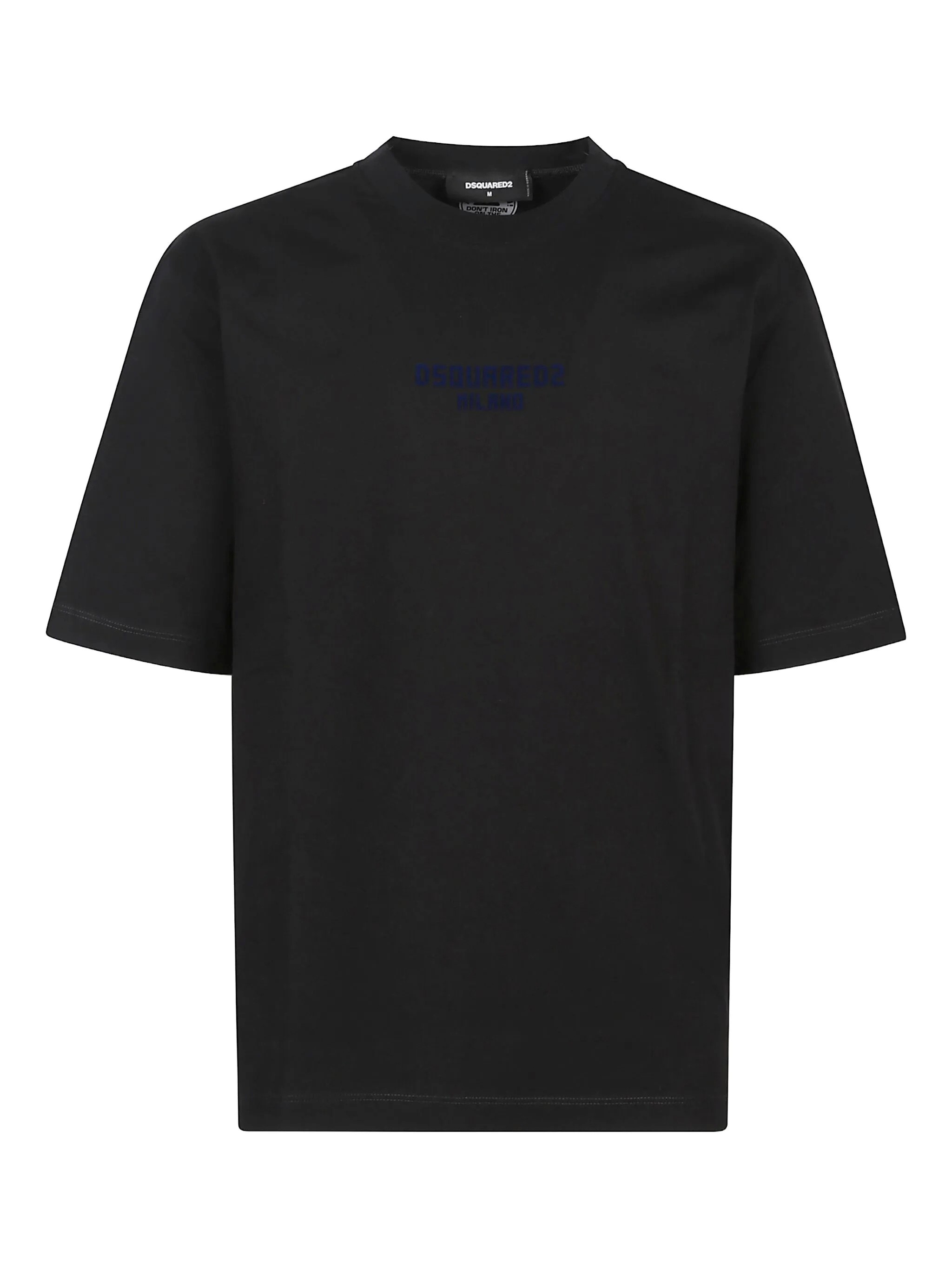 Dsquared2 Black Crewneck T-shirt With Logo Lettering On The Front In Cotton Man In Black
