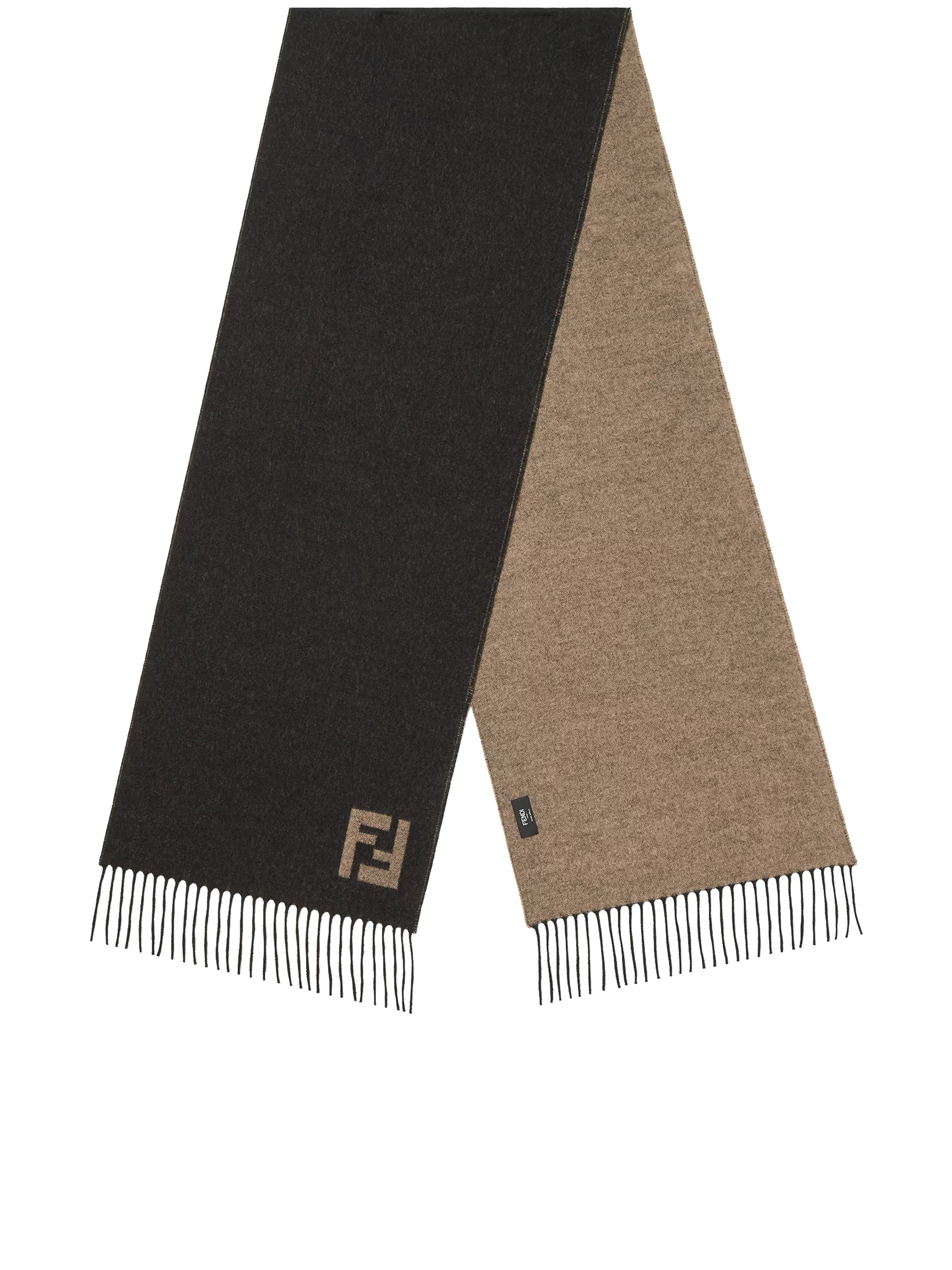 Fendi Wool And Cashmere Fringed Scarf Accessories In Black