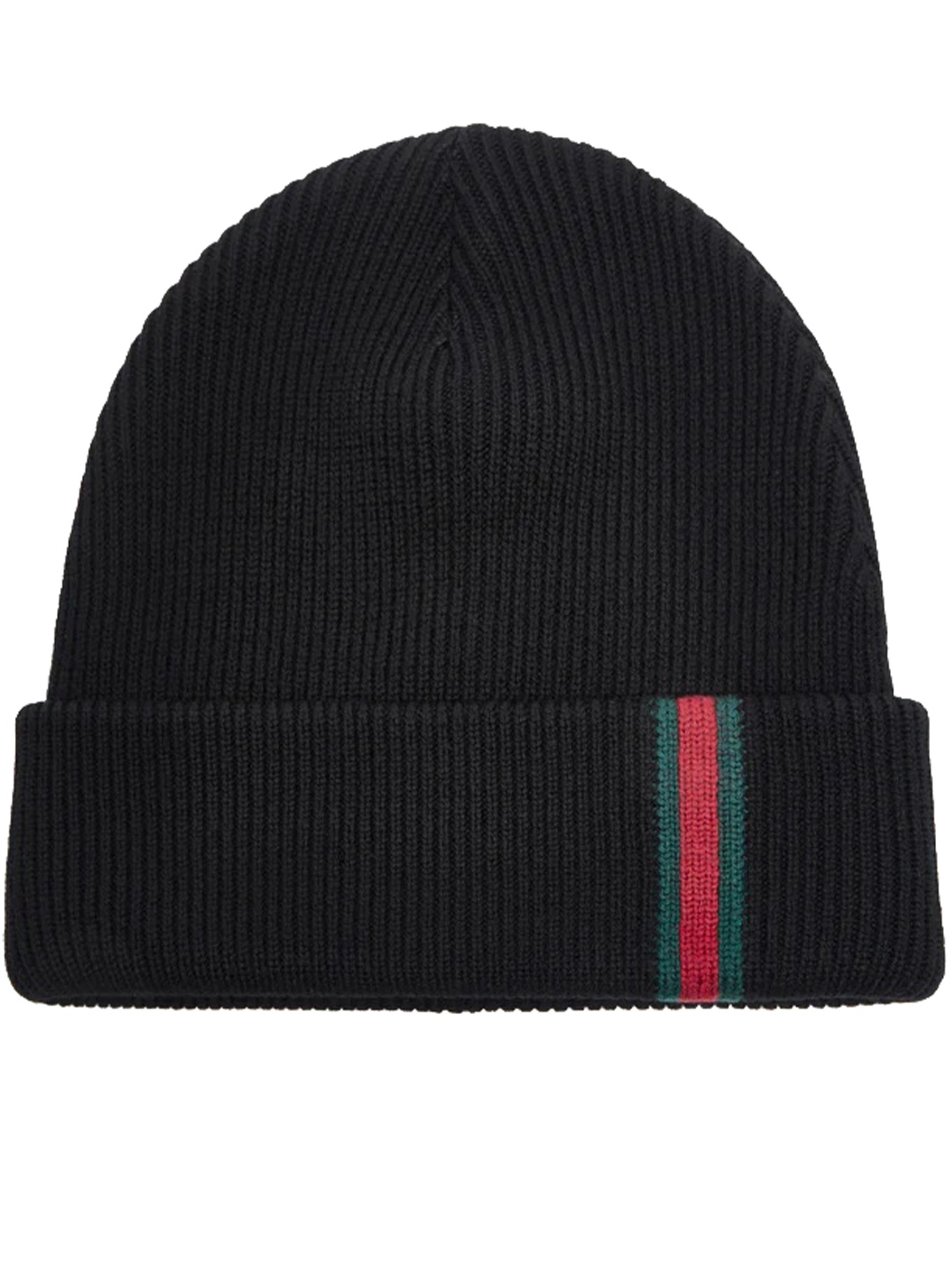 Gucci Wool Beanie With Web Detail In Black