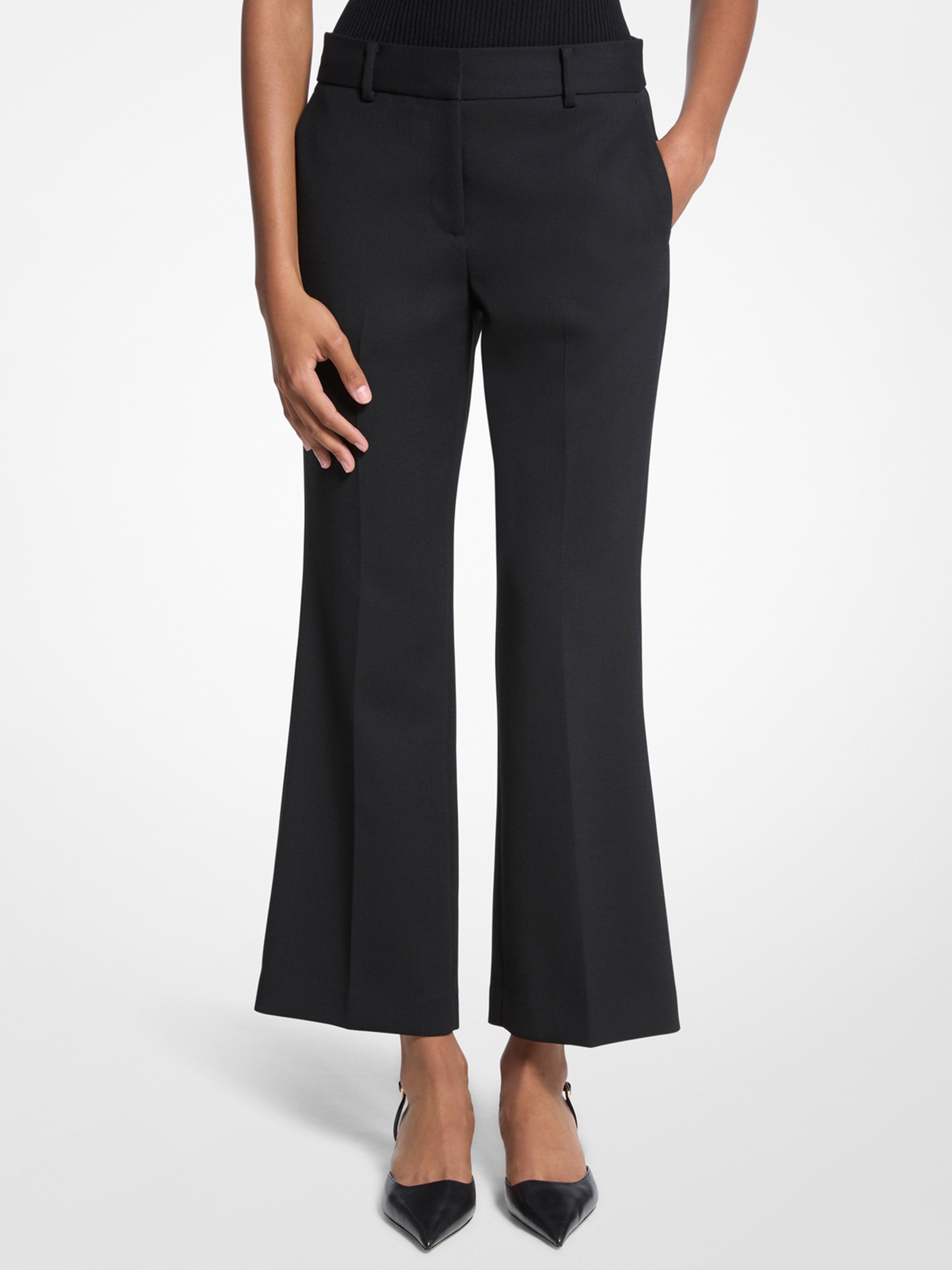 Michael Kors Flared Cropped Trousers Featuring Pockets In Black