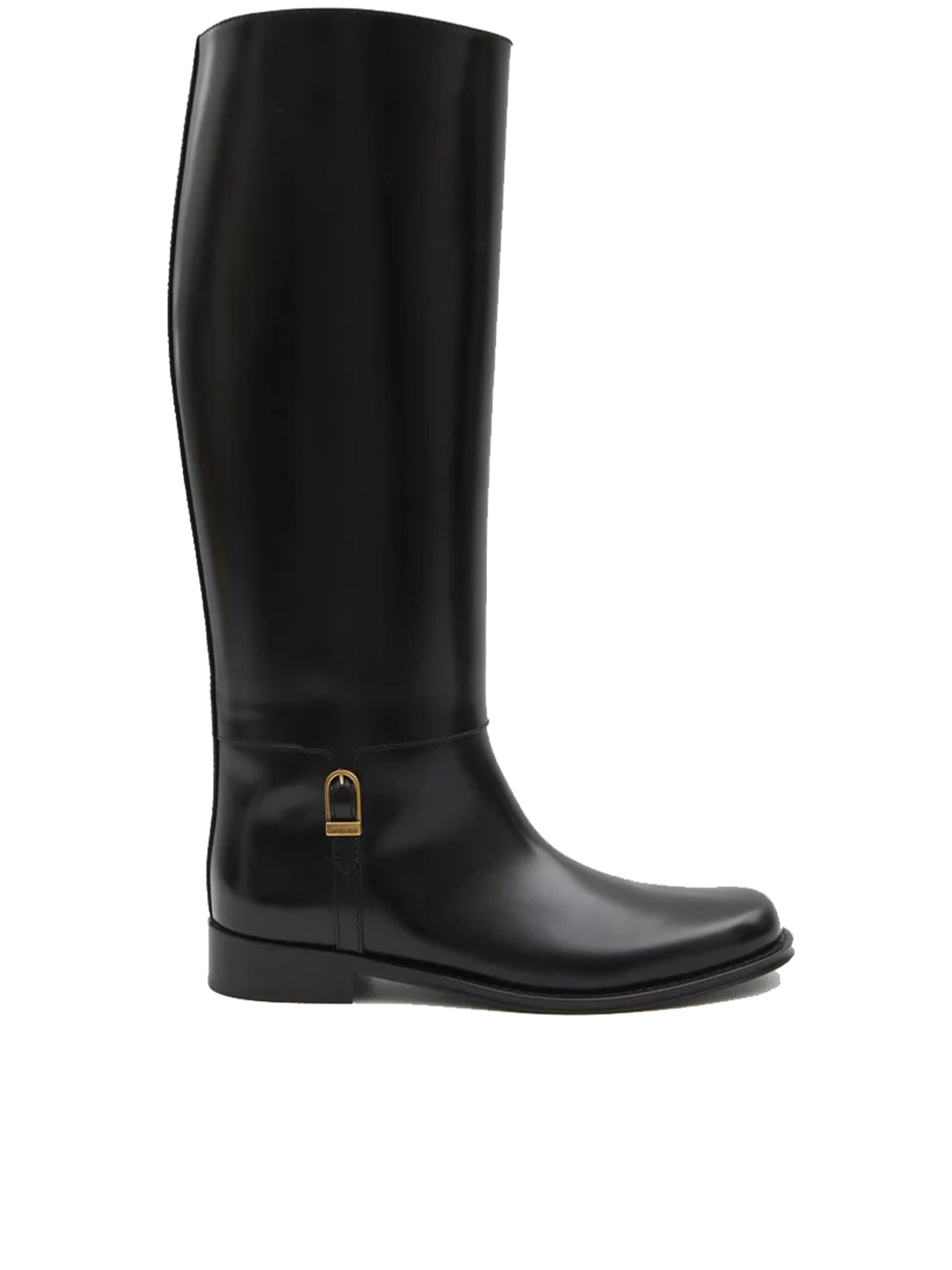 Saint Laurent Julia Glossed Leather Knee-high Boots In Black