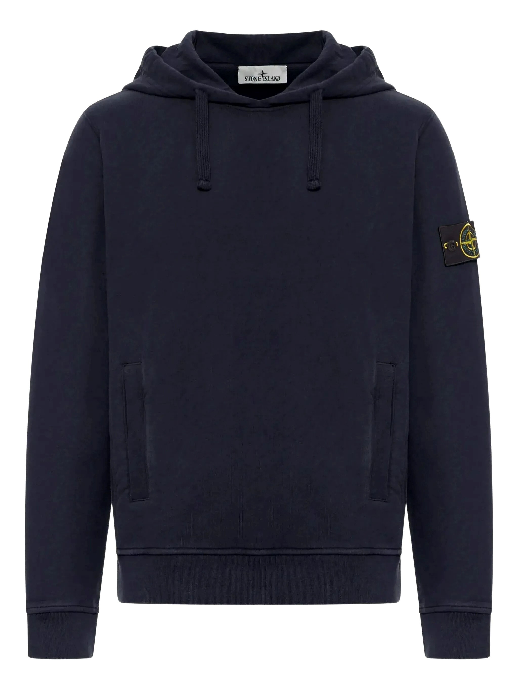 Stone Island Brushed Organic Cotton Fleece Hoodie Clothing In Blue