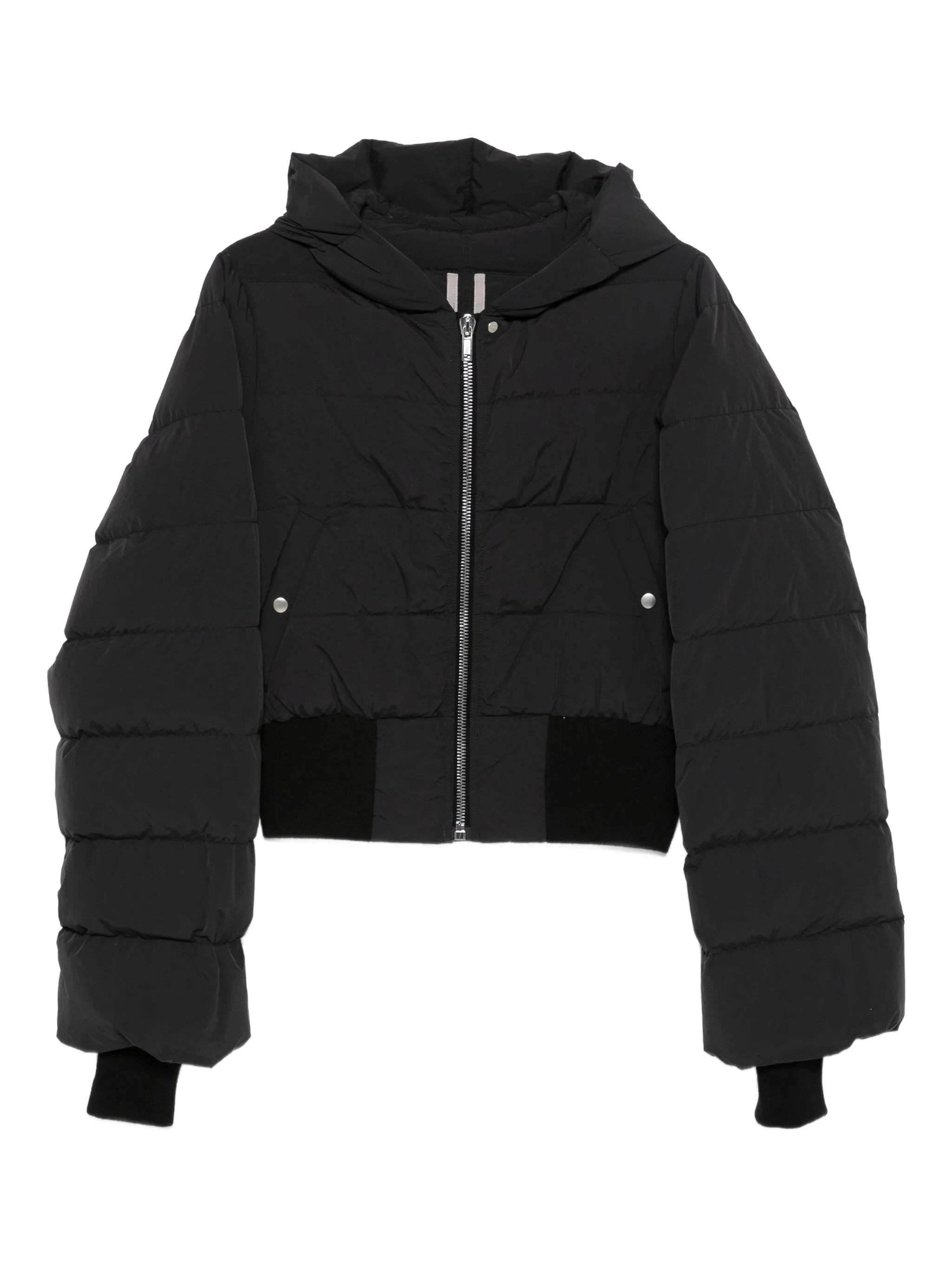 Rick Owens Hooded Quilted Down Jacket And Pockets In Black