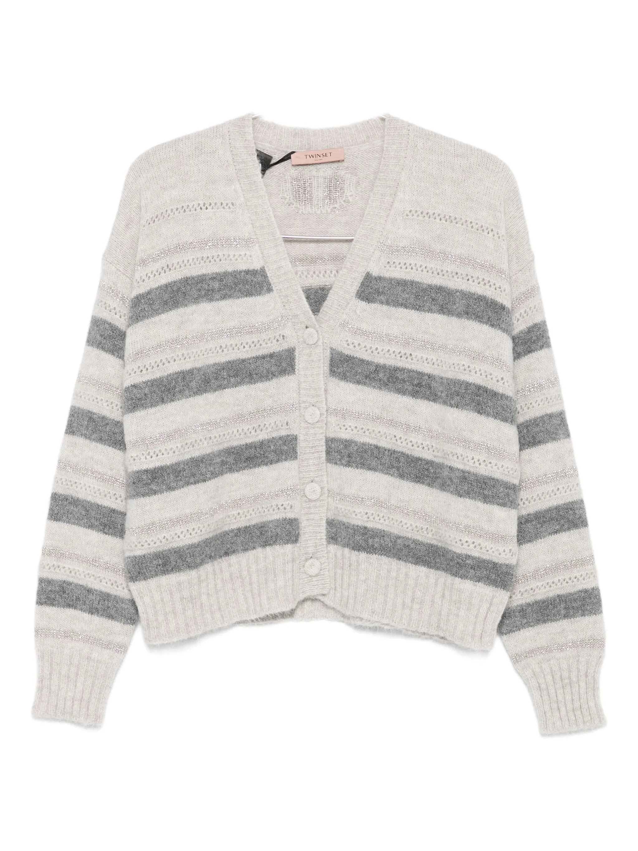 Twinset Soft Alpaca Blend Sweater With Horizontal Stripes In Multi