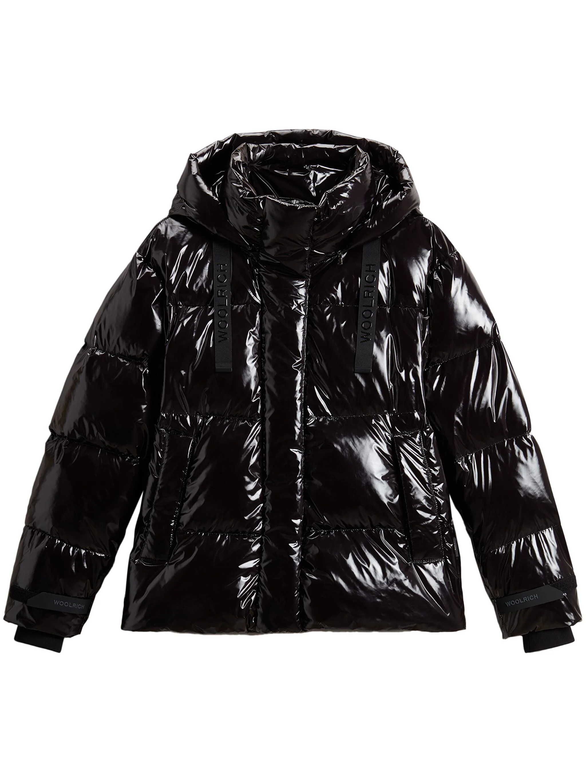 Woolrich Super Glossy Short Parka In Black