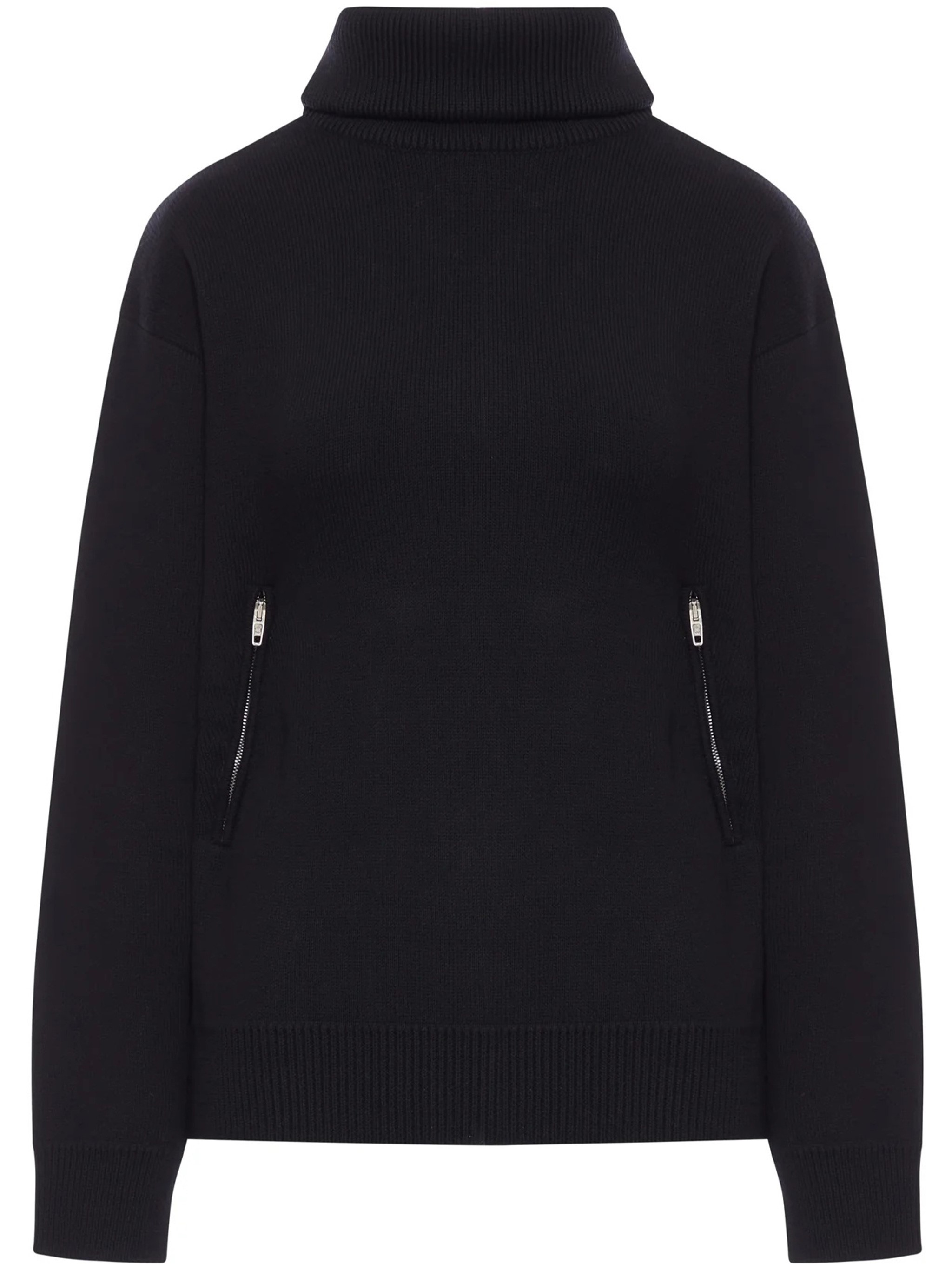 Balenciaga Women Black Turtleneck Sweater With Rear Half Zip Closure In Cotton Blend Stretch Woman In Black