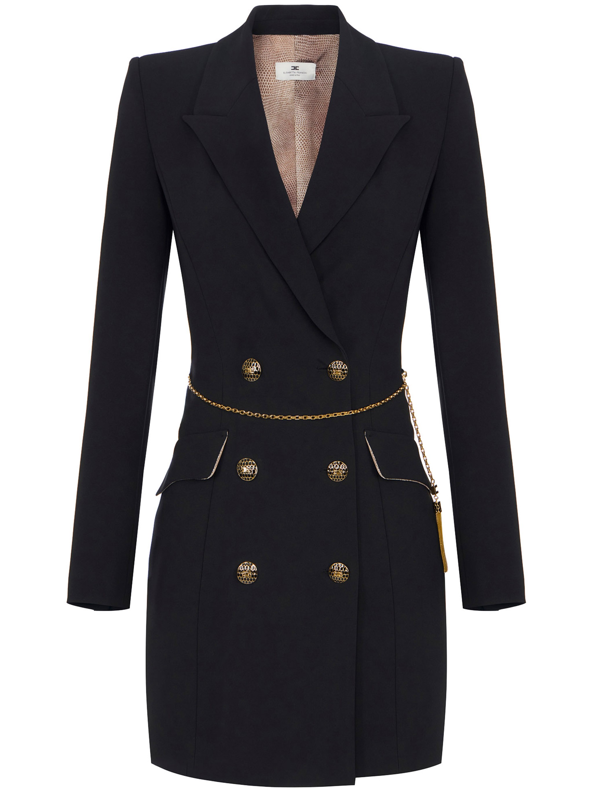 Elisabetta Franchi Double-breasted Dress Featuring Chain Detail In Black