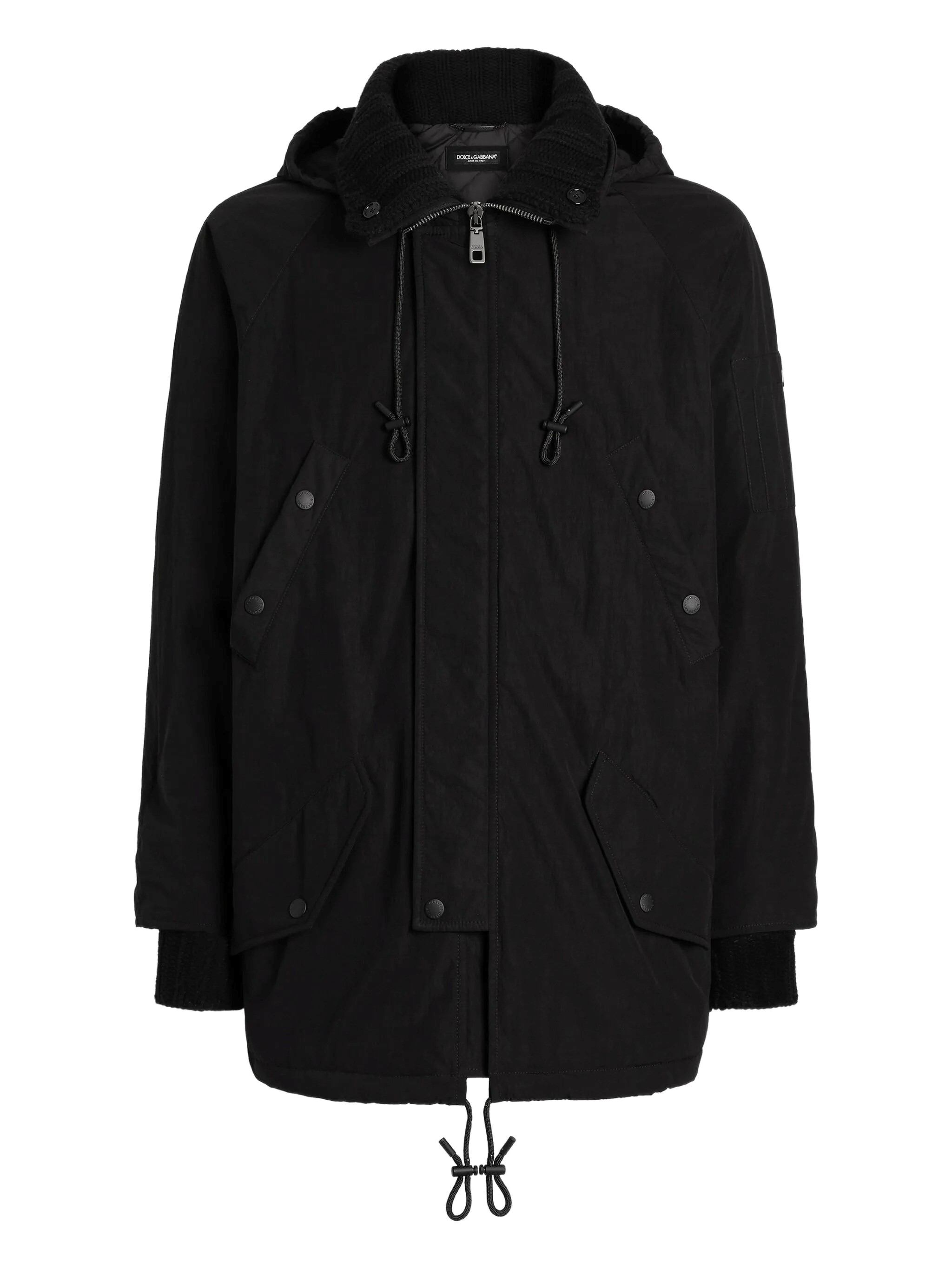 Dolce & Gabbana Hooded Jacket With Drawstring And Pockets In Black