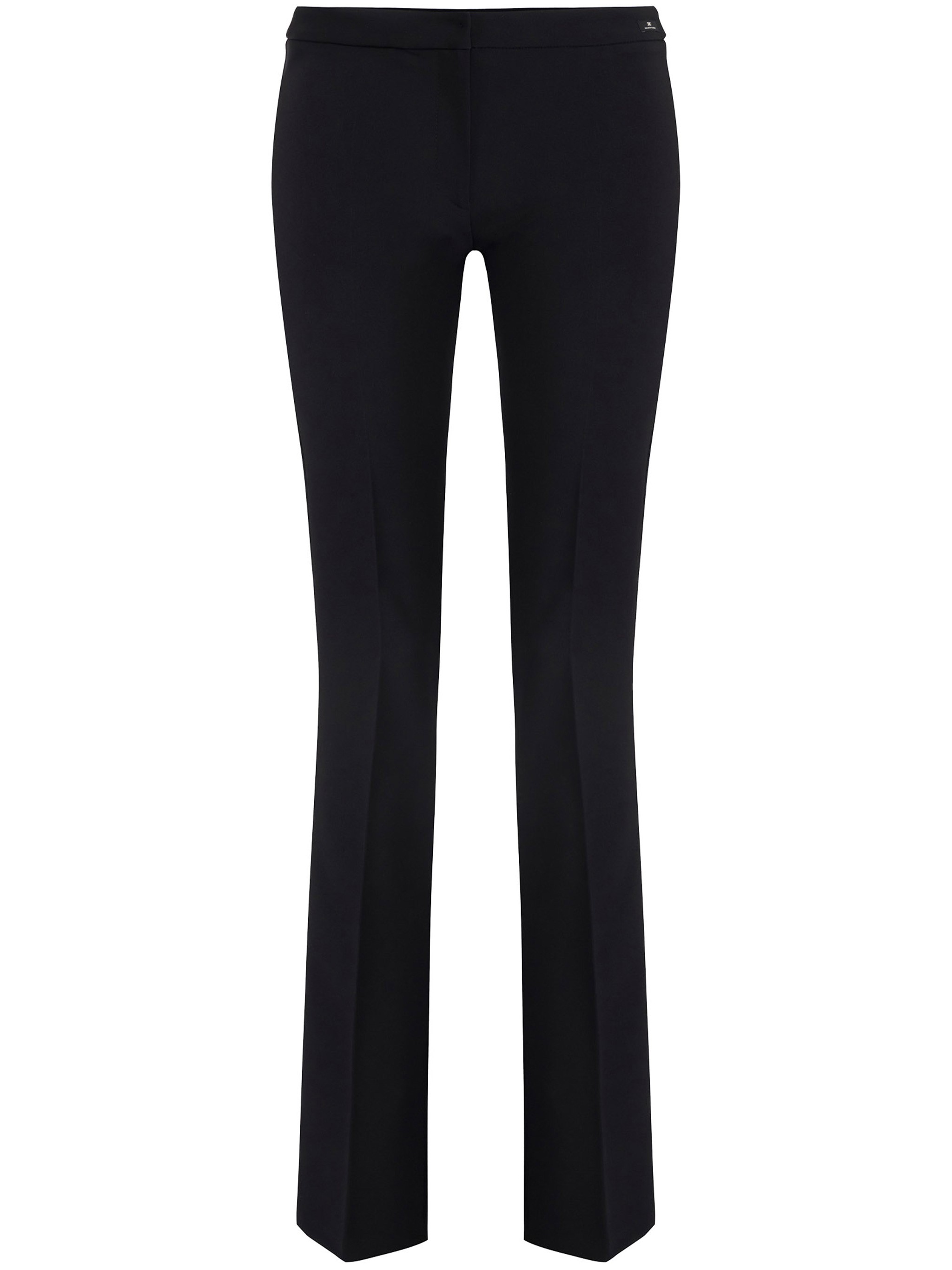 Elisabetta Franchi Flared Trousers With Button Detail And Ribbed Texture In Black