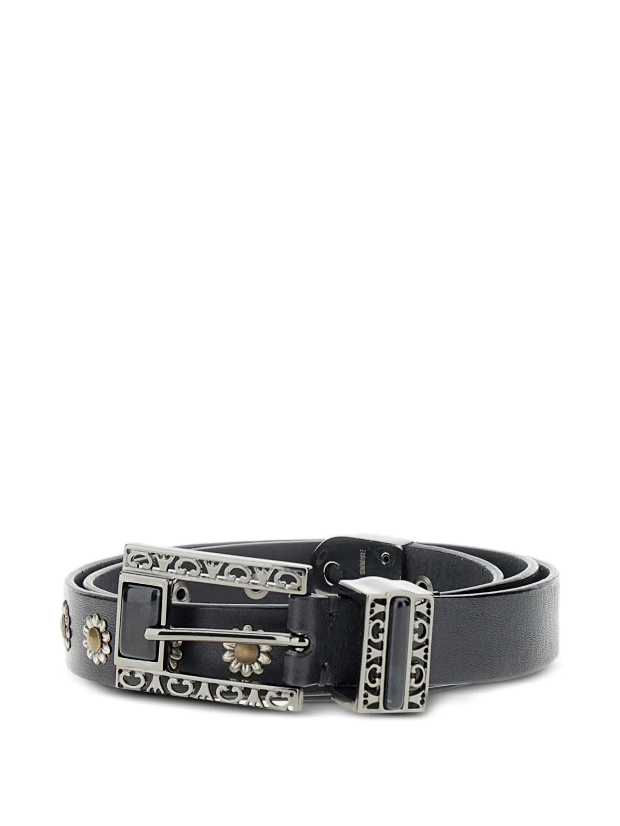 Golden Goose Decorative Floral Belt Metal Accents In Black
