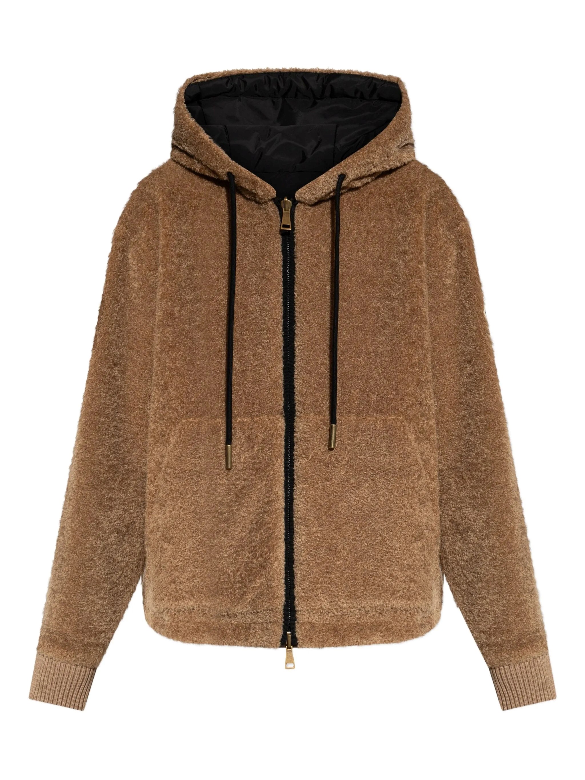 Moncler Reversible Jacket With Drawstring Hood And Logo Patch On The Sleeve In Brown