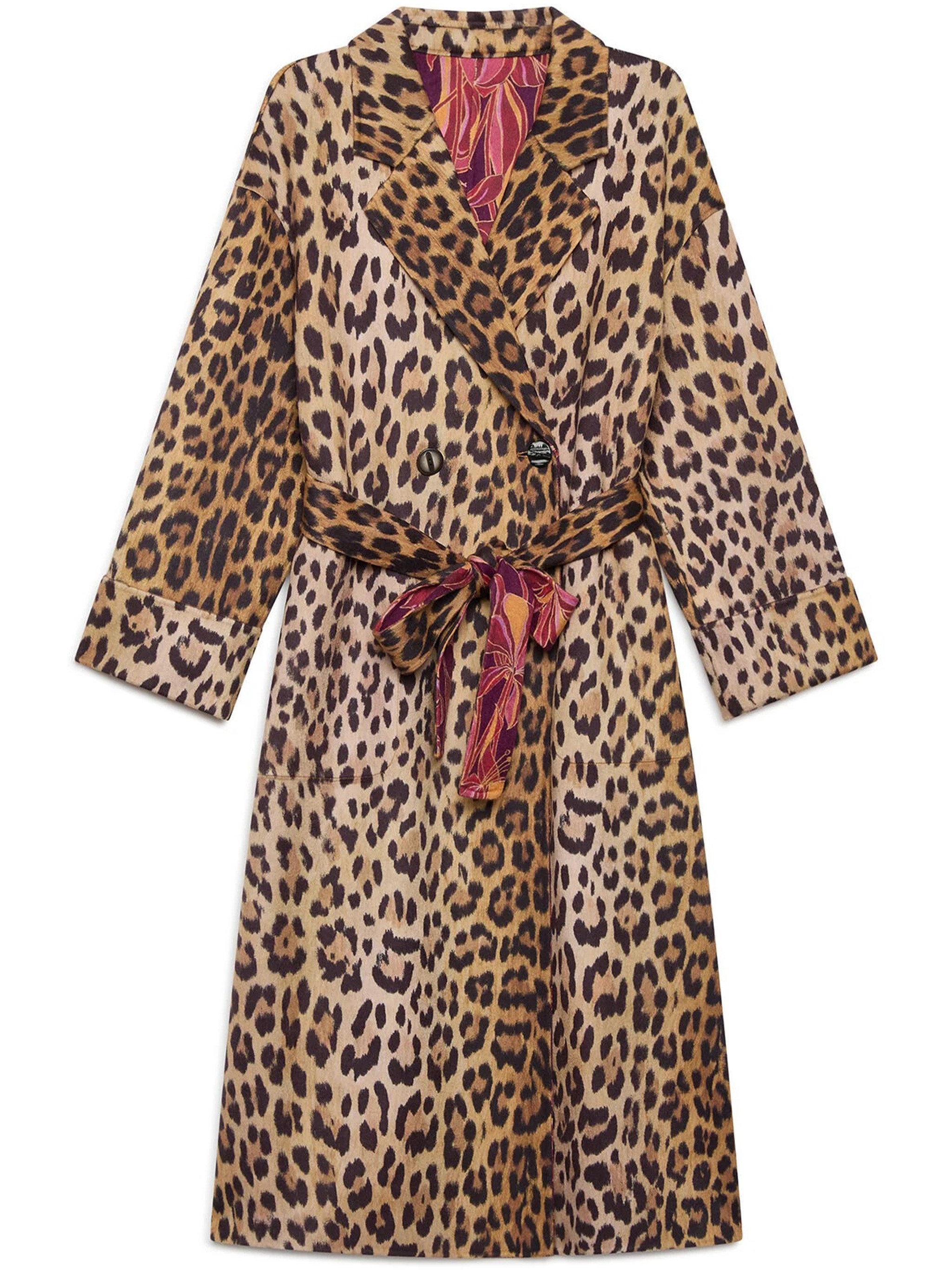 Maliparmi Leopard Print Belted Coat In Multi