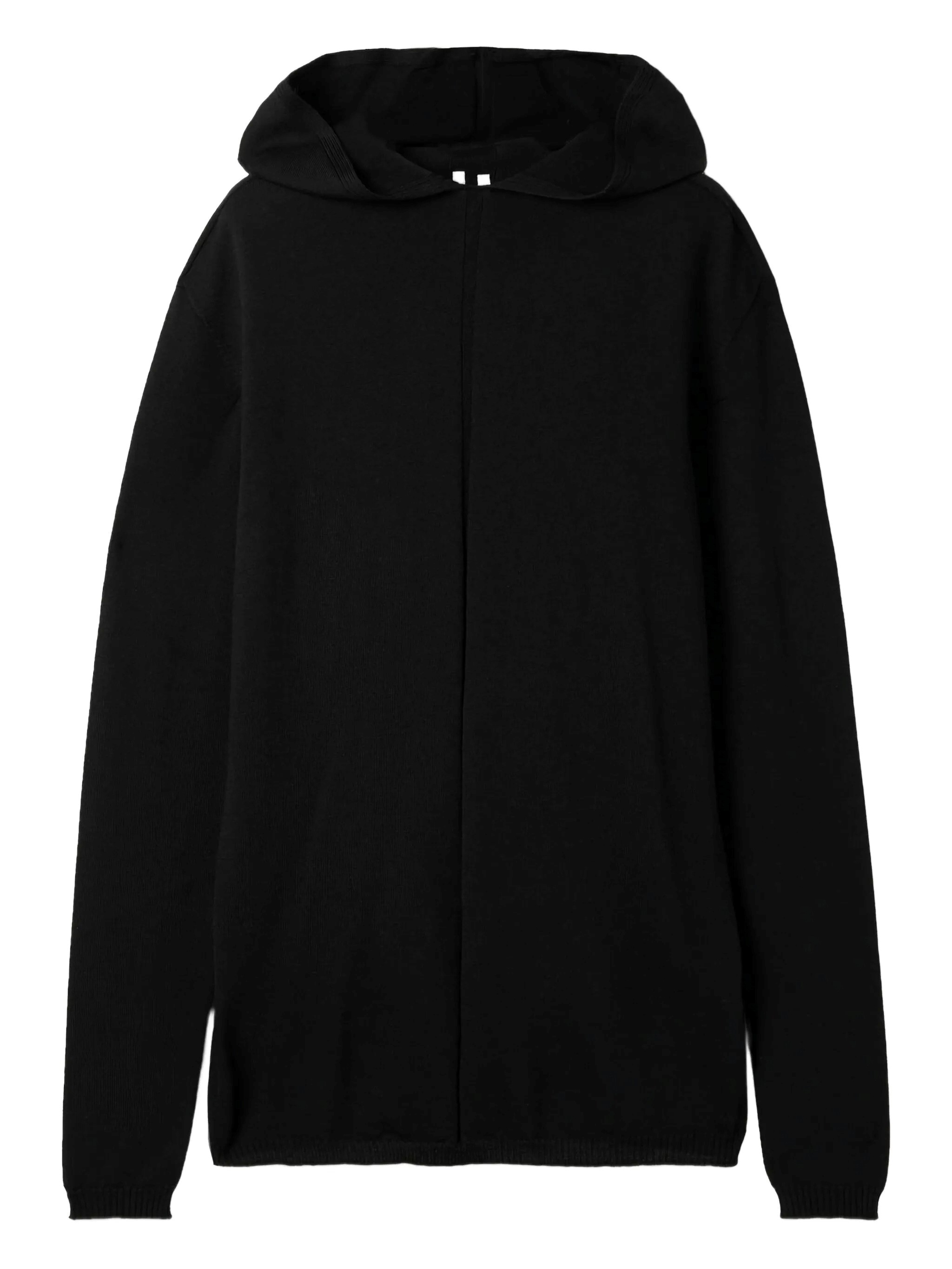 Rick Owens Relaxed Fit Hooded Knit Sweatshirt In Black