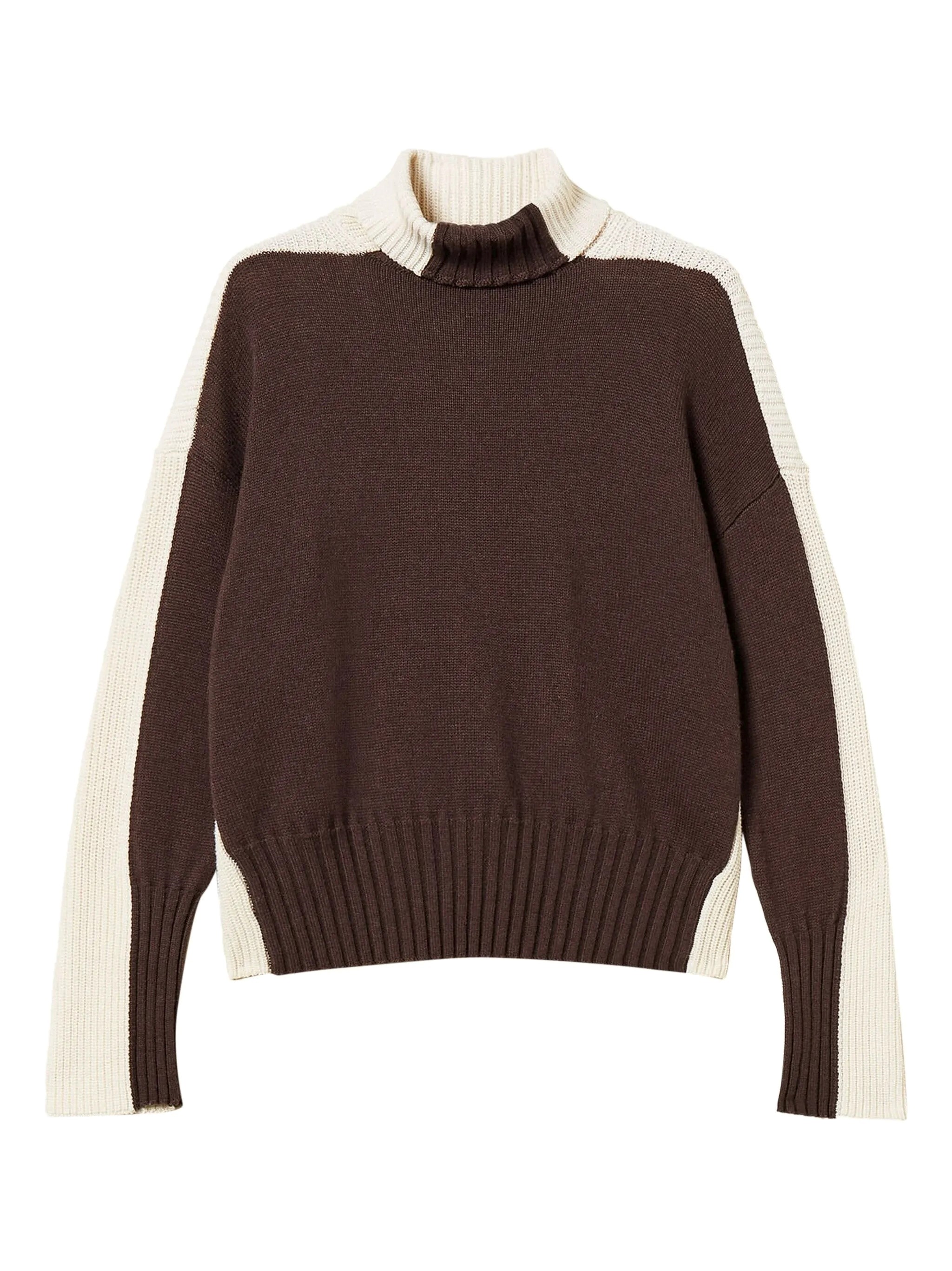 Twinset Relaxed Fit Color-block Sweater In Black