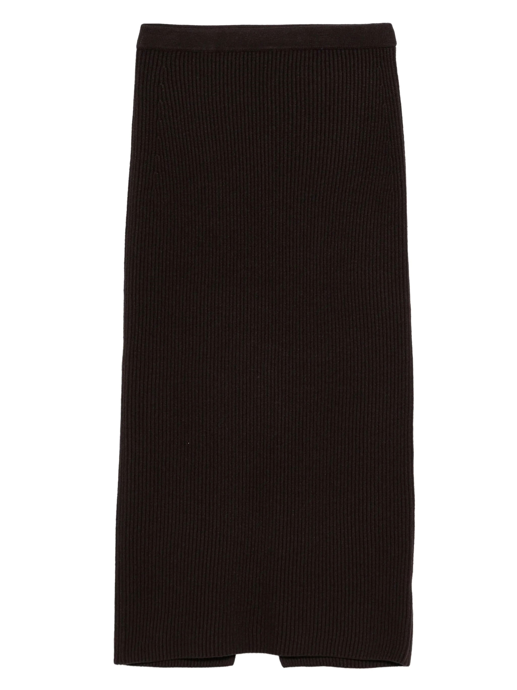 Twinset Ribbed Knit Midi Skirt With Subtle Back Slit In Black
