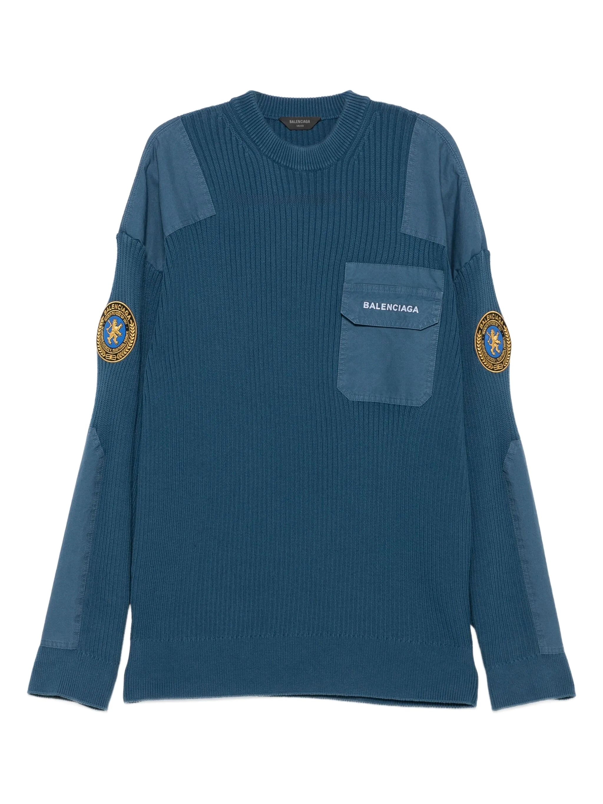Balenciaga Blue Uniform Merch Cotton Jumper In Black