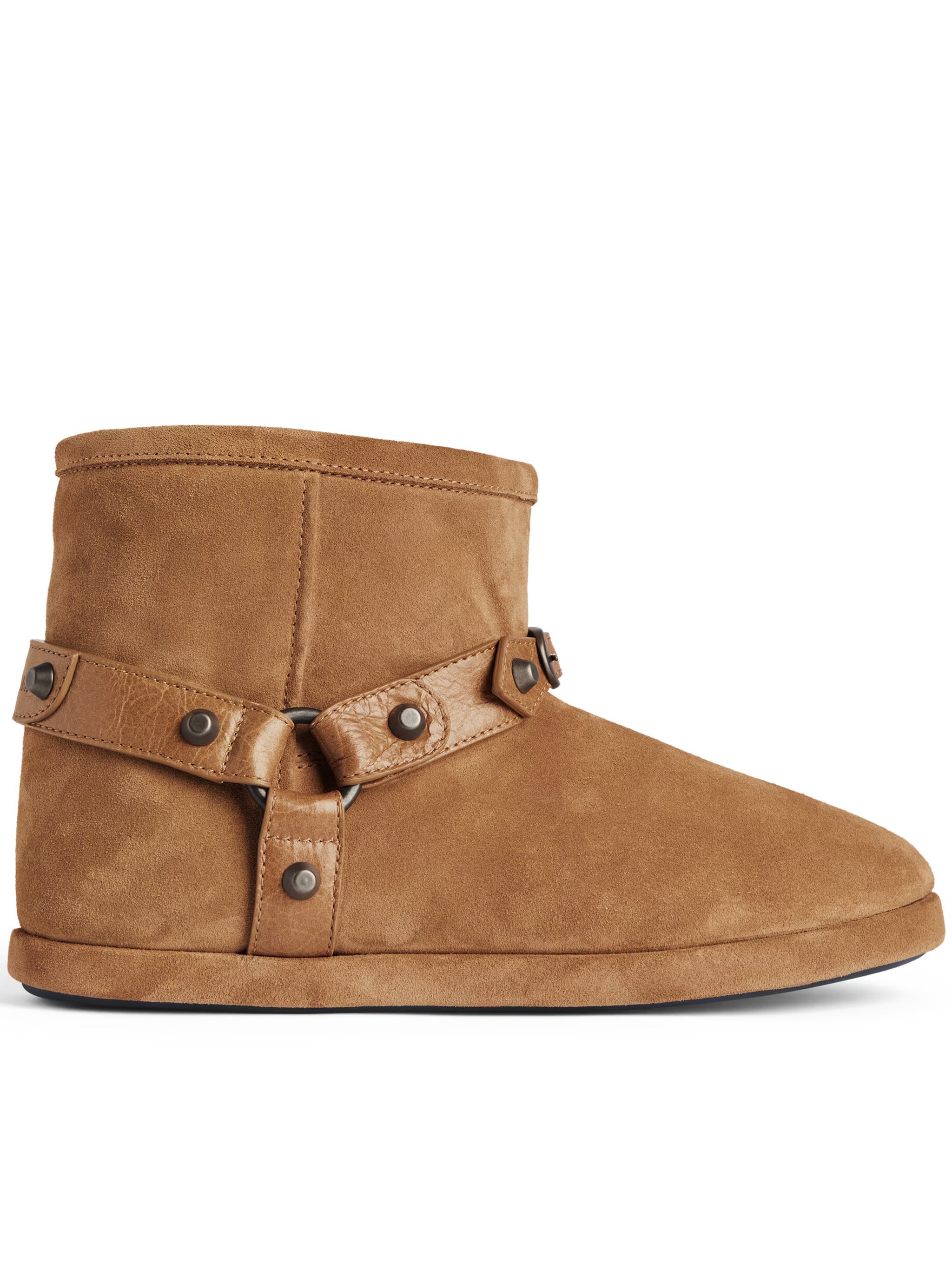 Balenciaga Ankle Boots With Buckle And Flat Sole In Brown