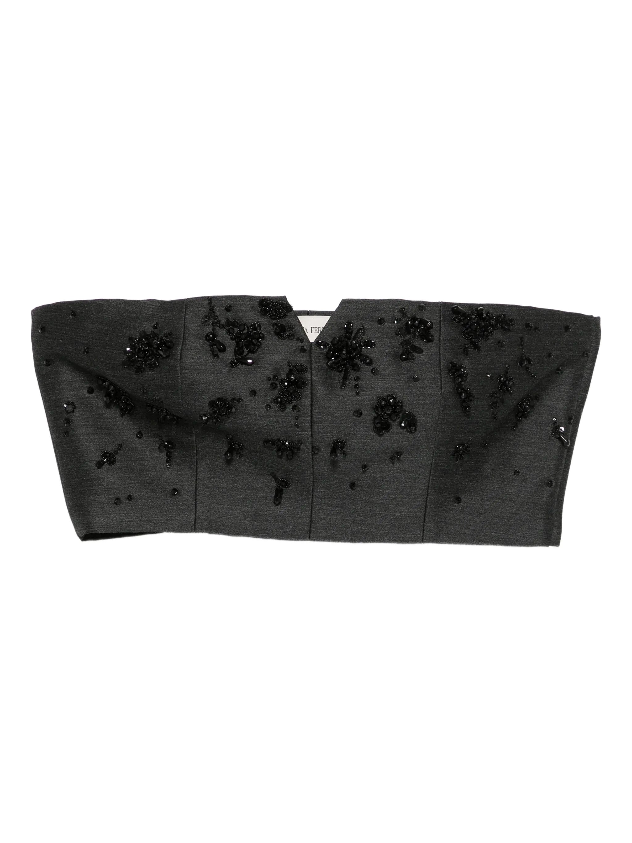 Alberta Ferretti Bead-embellished Bustier Top In Black