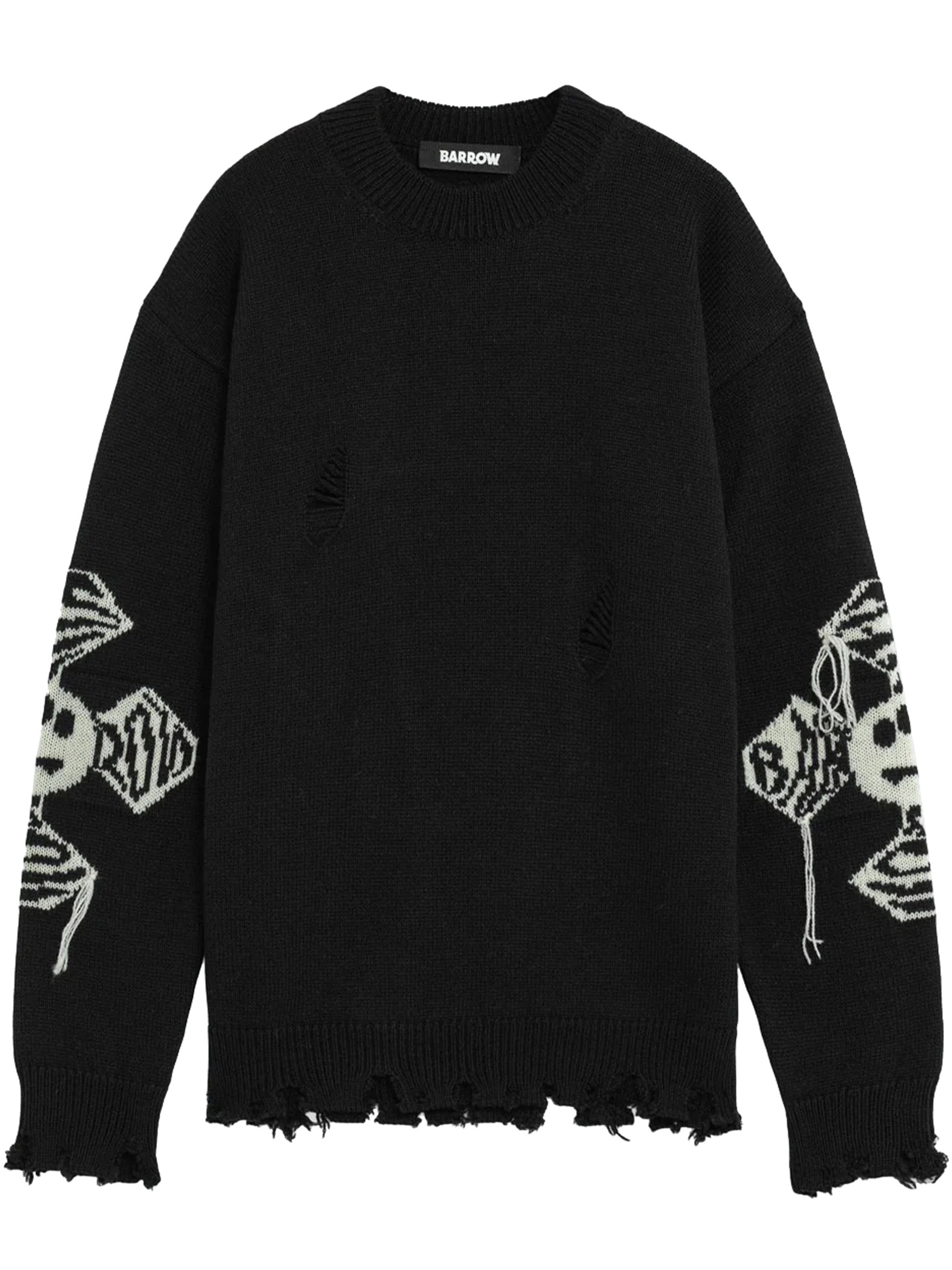 Barrow Distressed Graphic Sweater In Black