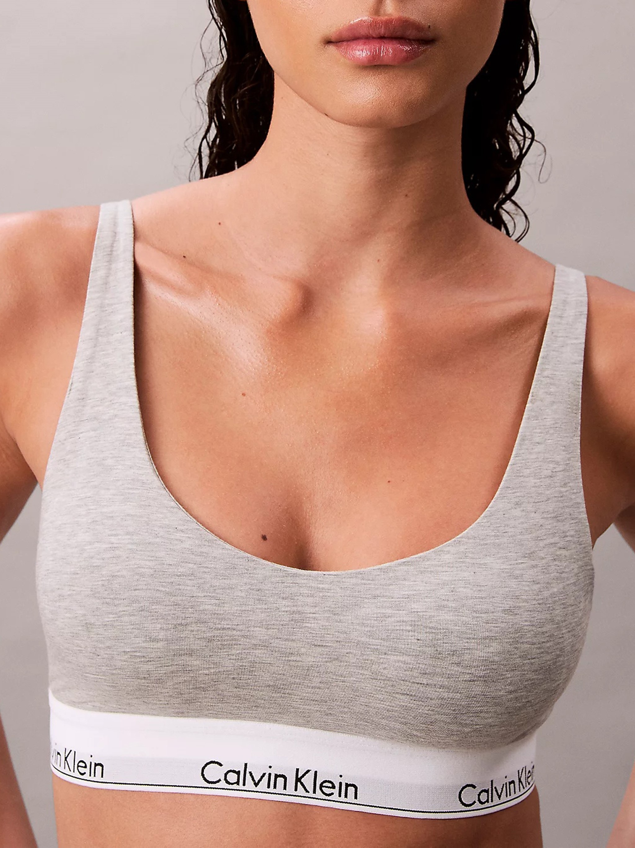 Calvin Klein Lightly Lined Bralette In Gray