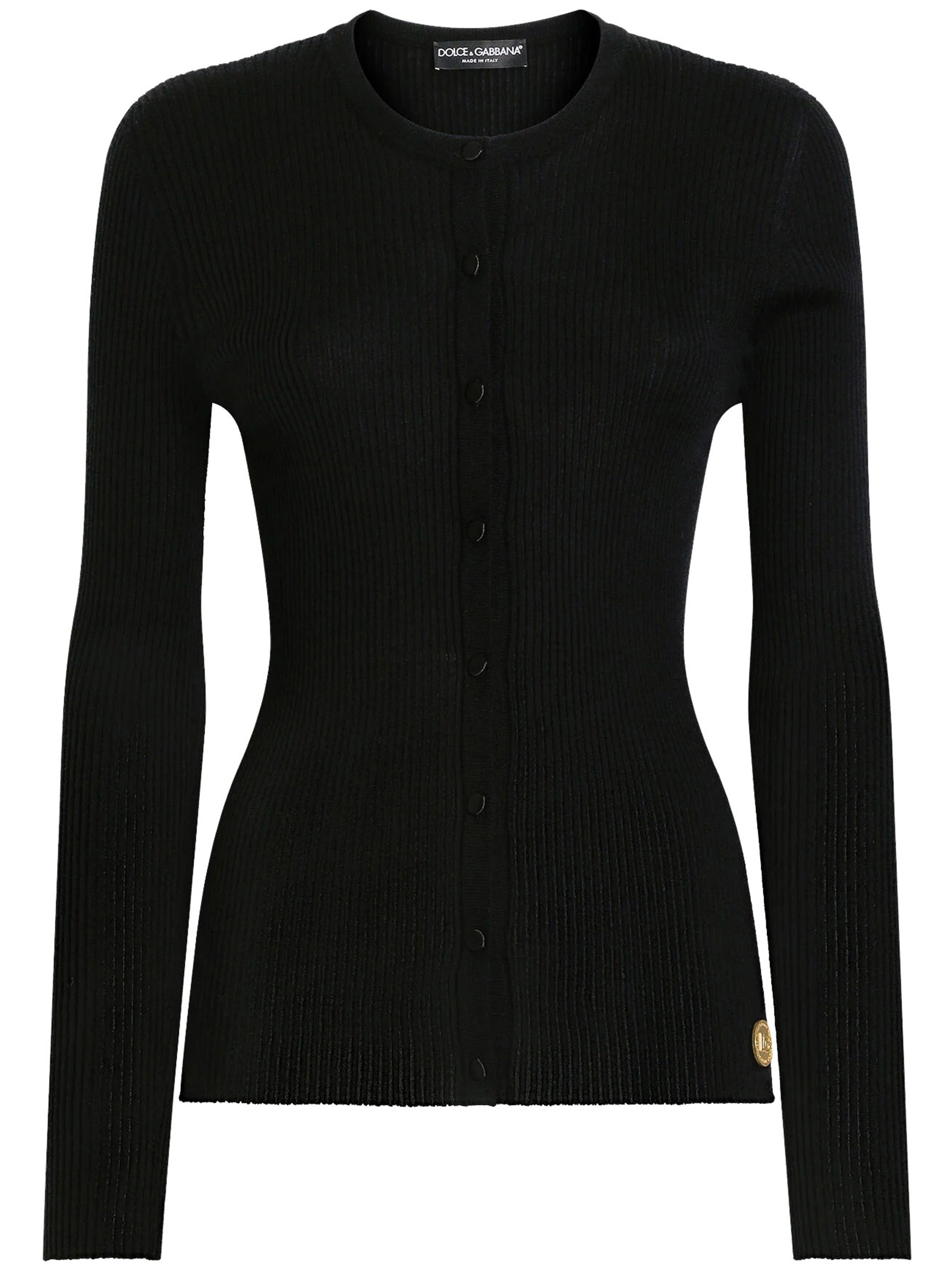 Dolce & Gabbana Long Sleeve Ribbed Knit Cardigan In Blue