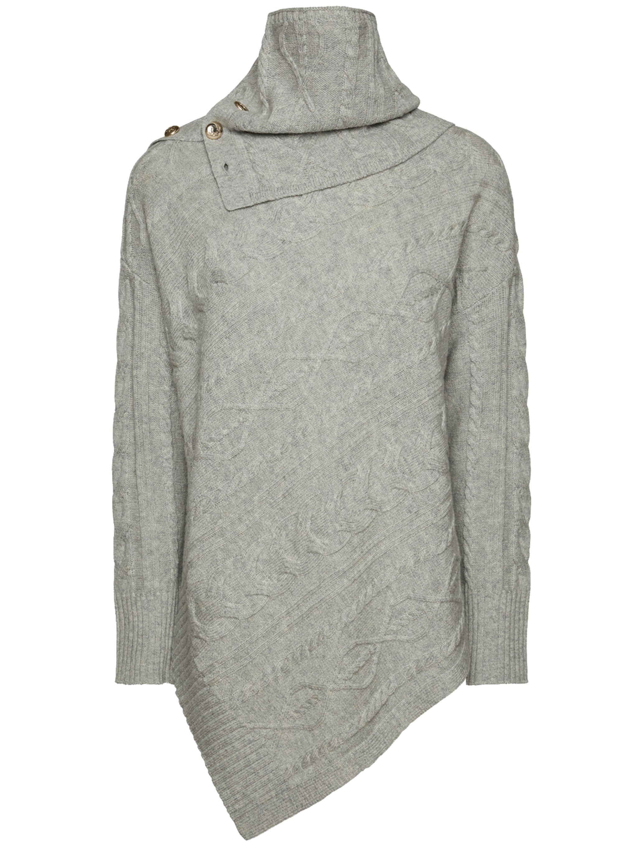Elena Miro' Button Cable-knit Sweater In Gray