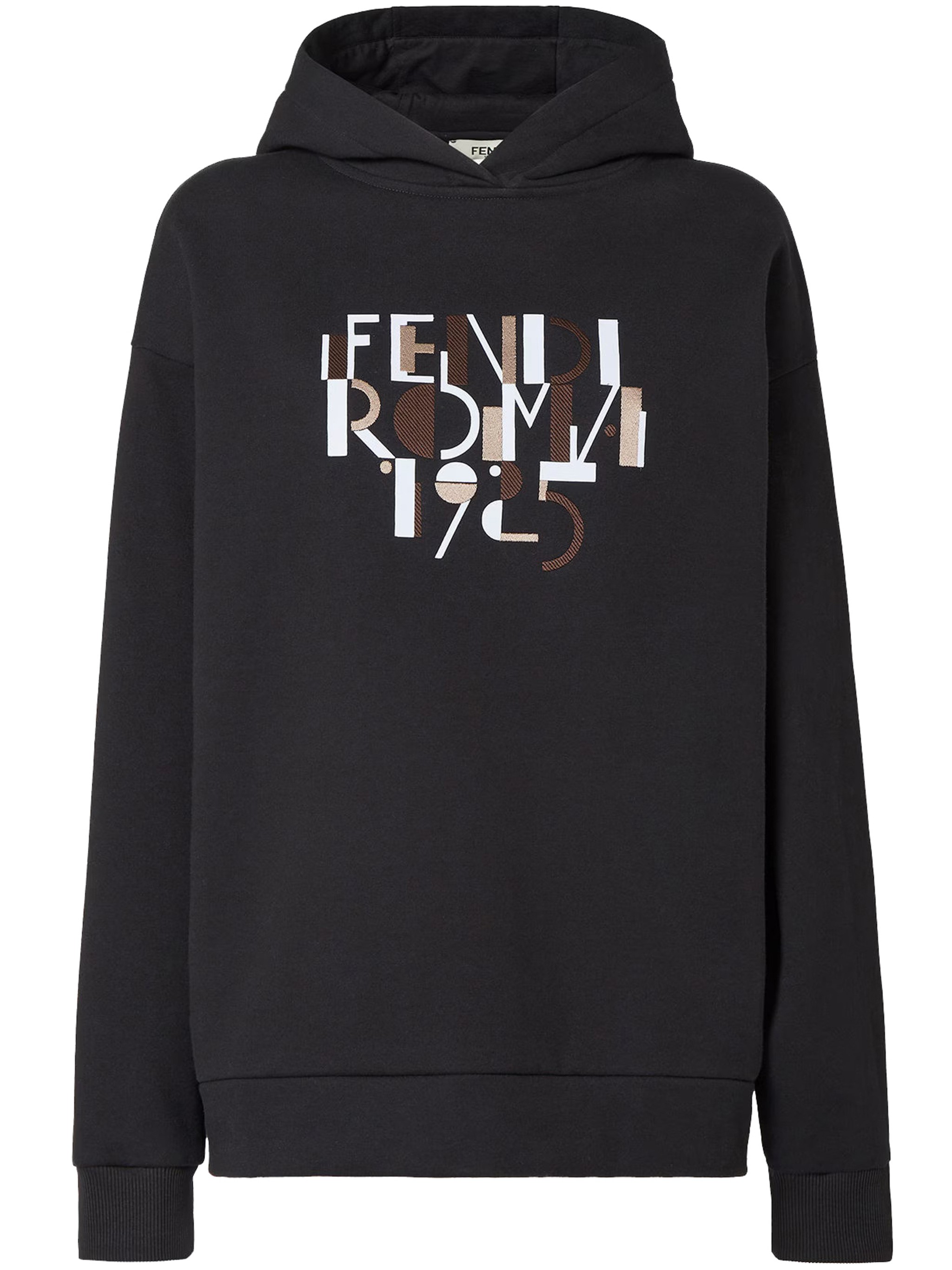 Fendi Roma Logo Hooded Sweatshirt In Black