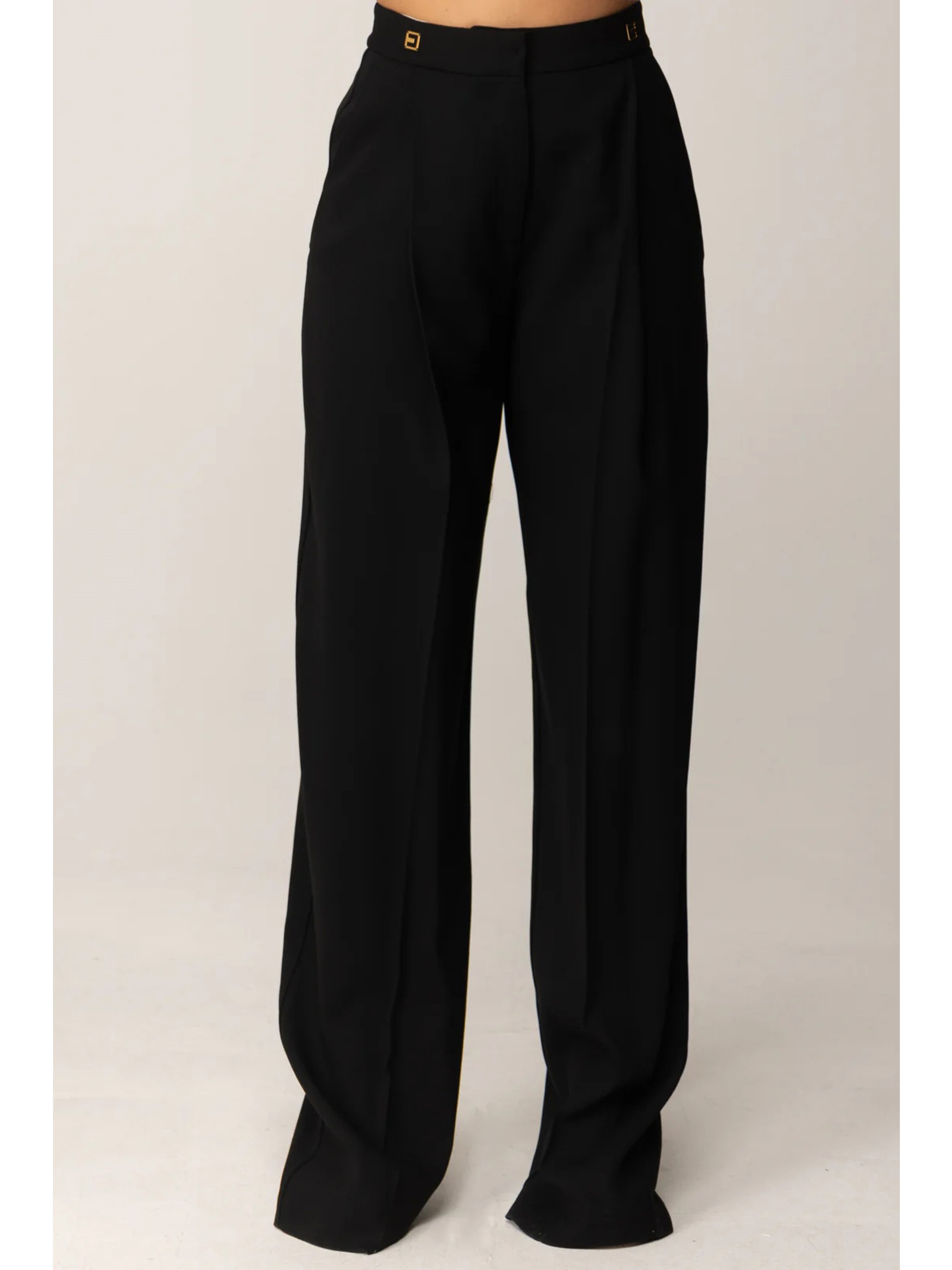 Elisabetta Franchi Wide Leg Trousers In Black